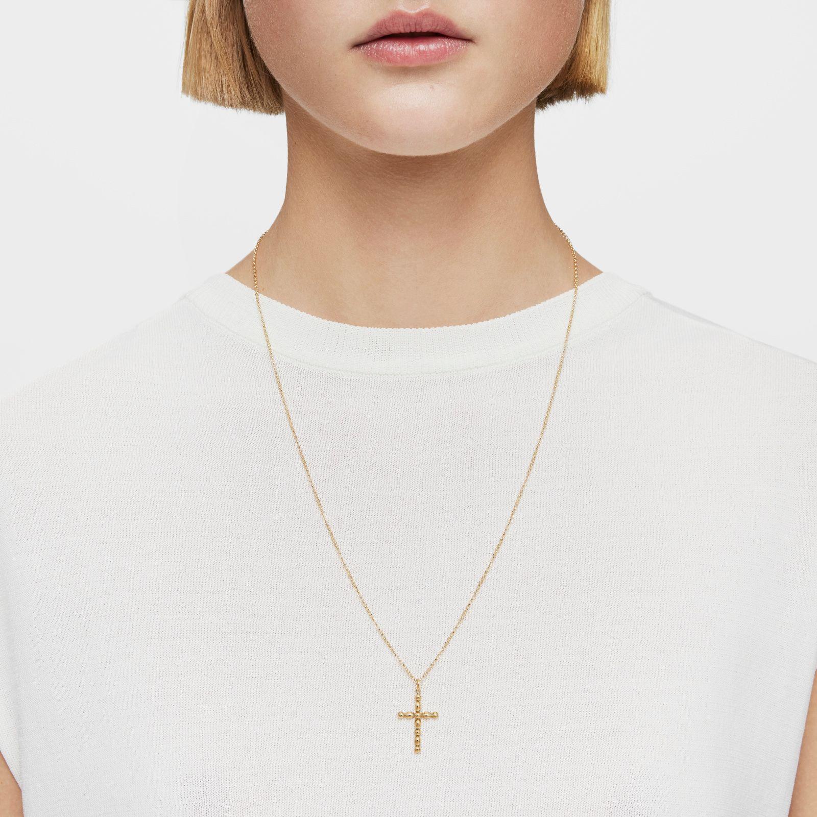 Colgante grande motivo cruz de oro Basics-5