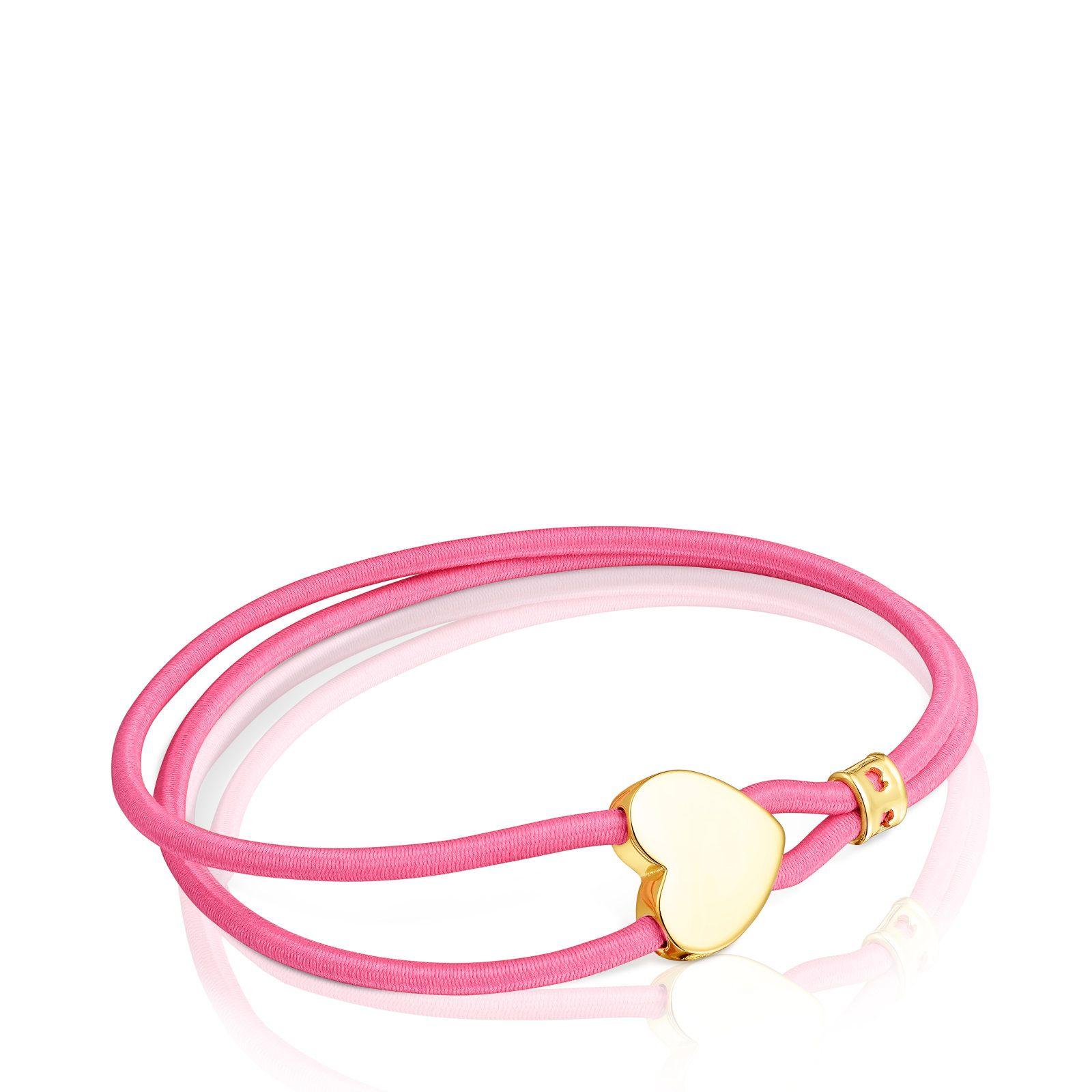 Pulsera elástica fucsia con corazón de vermeil Sweet Dolls-0