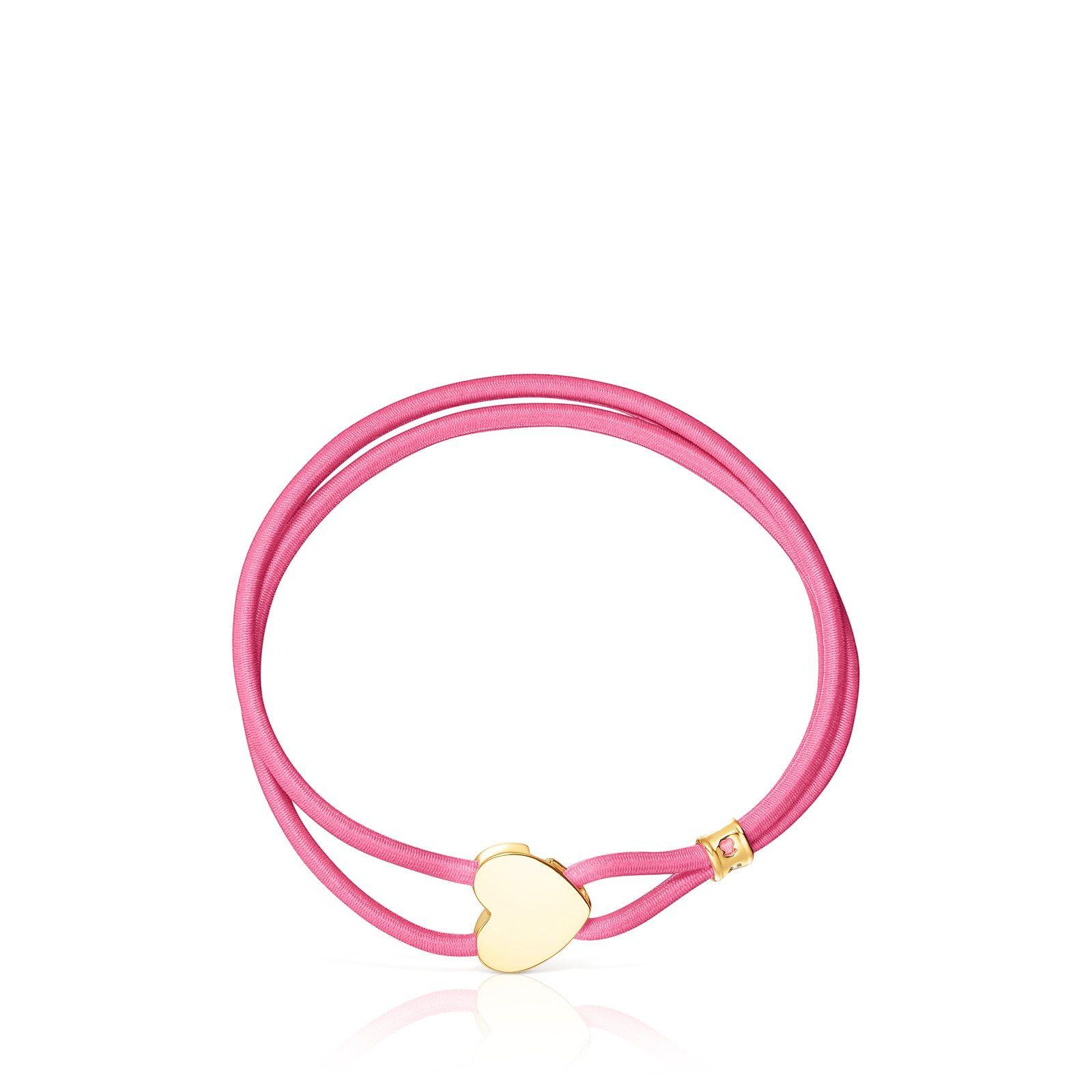 Pulsera elástica fucsia con corazón de vermeil Sweet Dolls-1