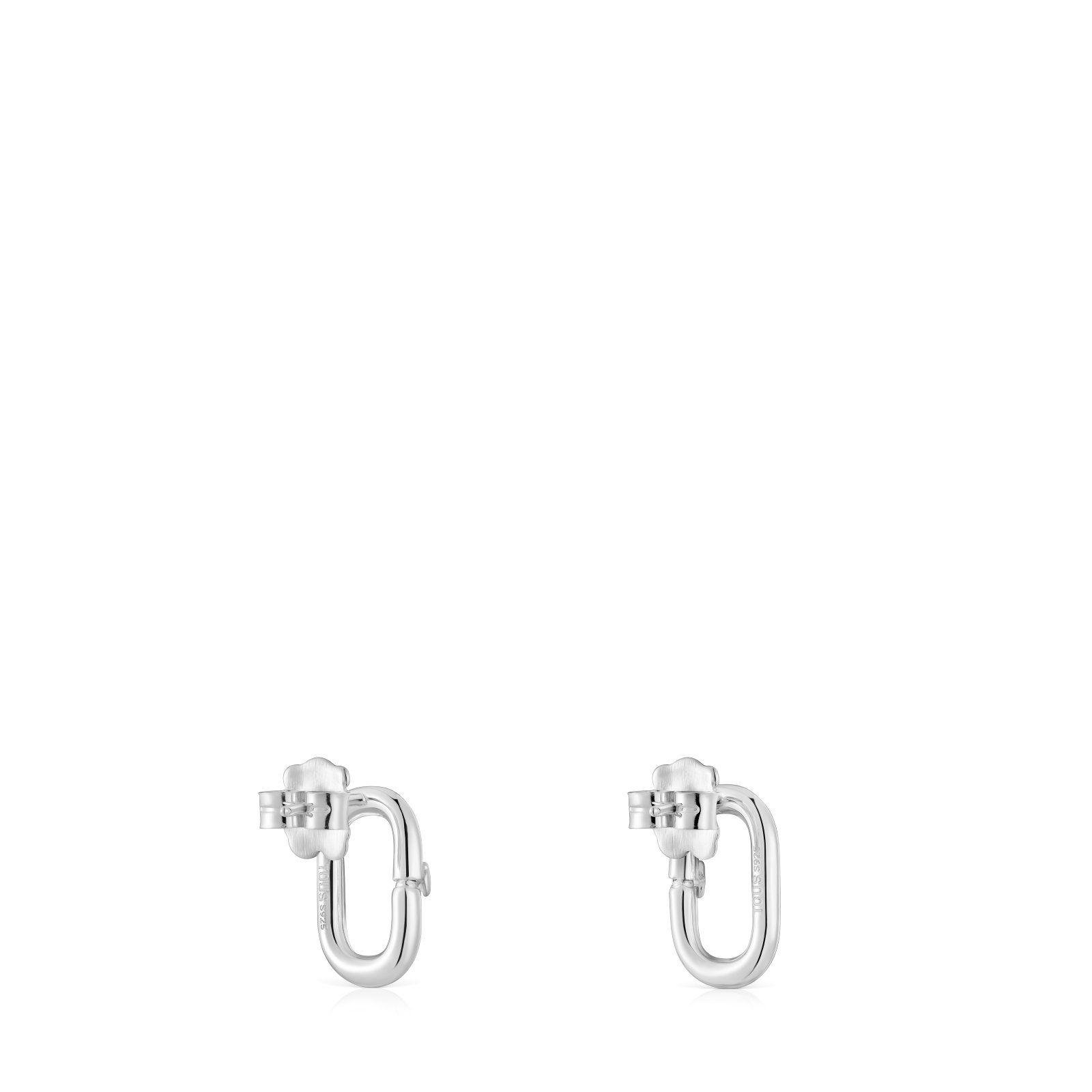 Pendientes pequeños de plata Hold Oval-2