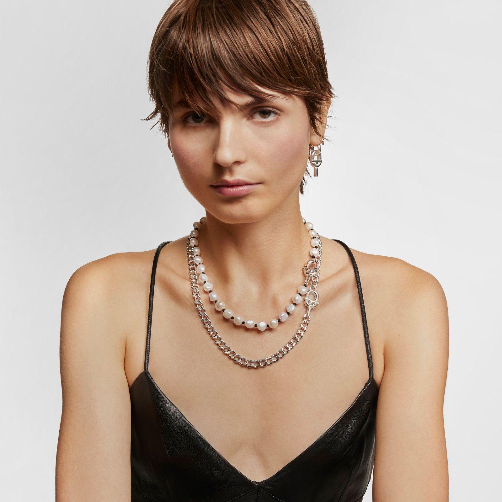 Collar de nylon negro con perlas cultivadas 44 cm-6