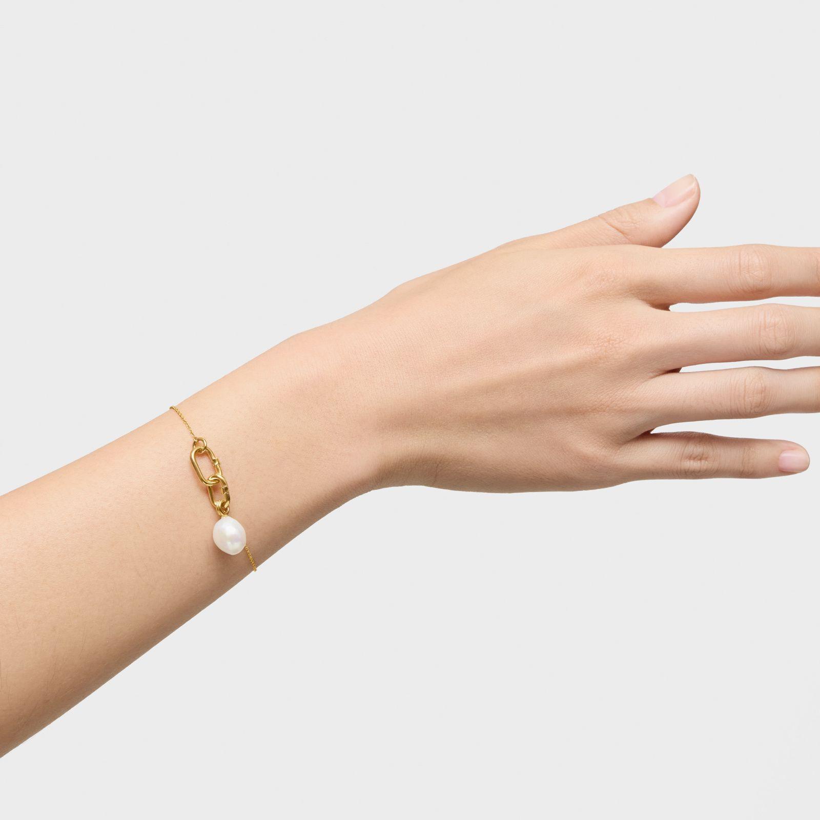 Pulsera cadena de oro doble Hold Oval-4