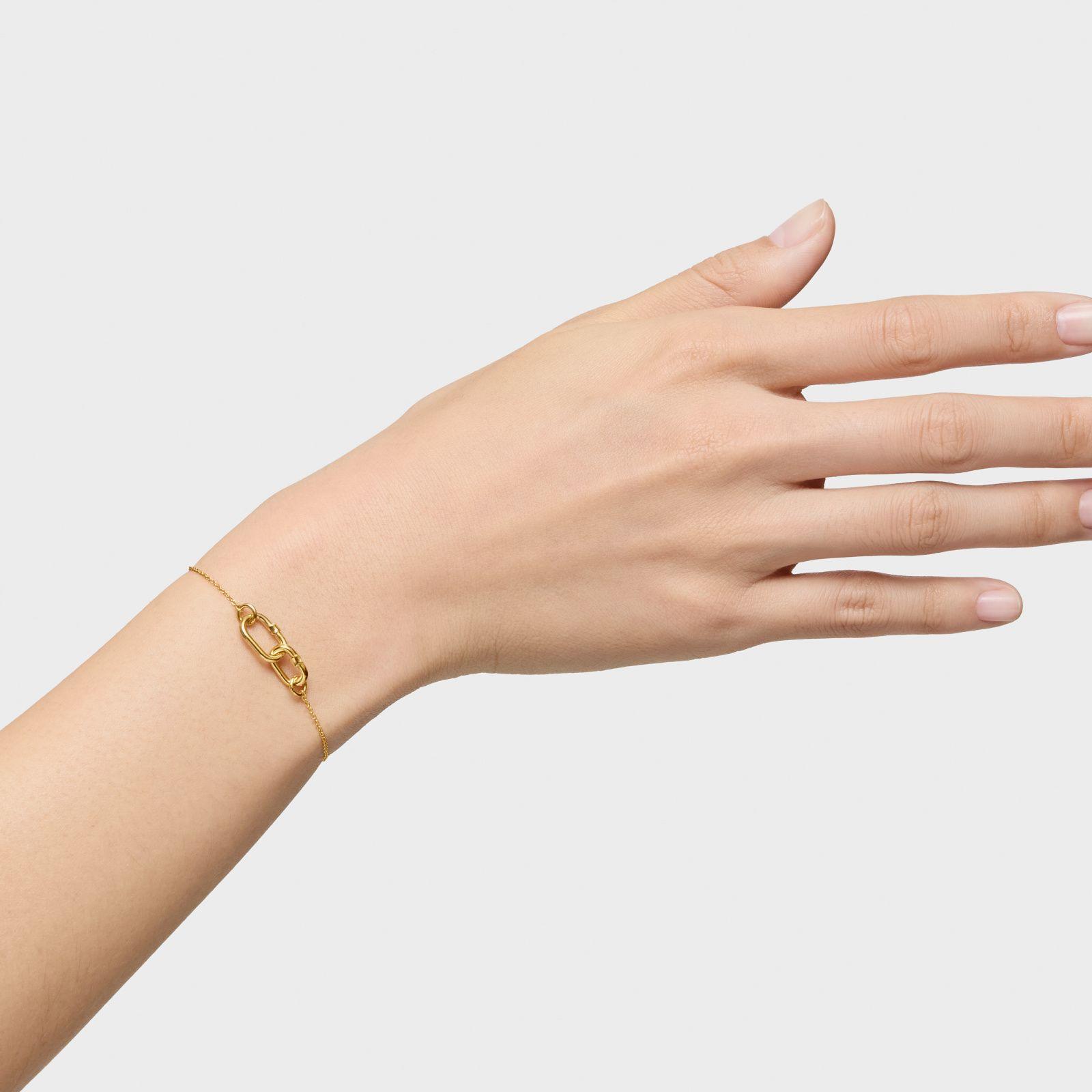 Pulsera cadena de oro doble Hold Oval-5