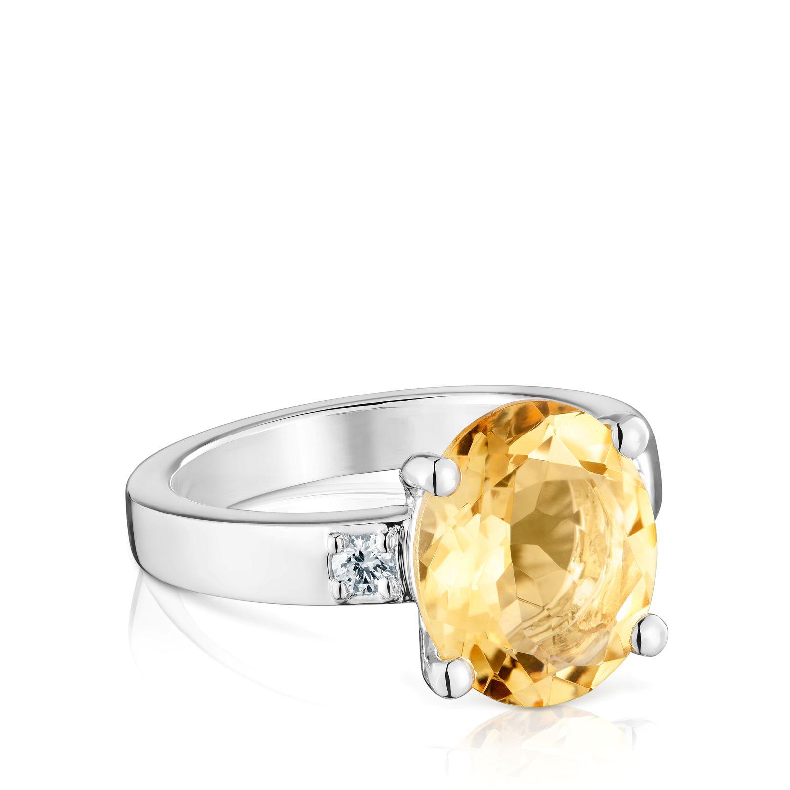 Anillo de plata con diamante y citrino Basic Colors-1