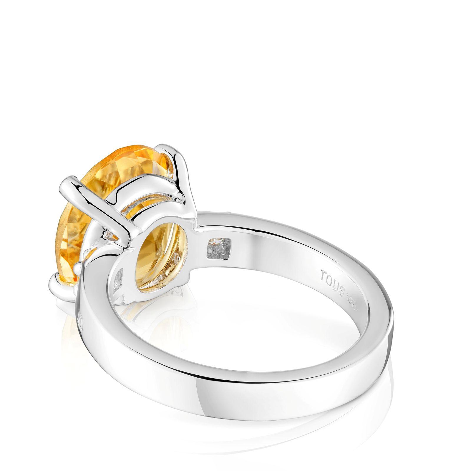 Anillo de plata con diamante y citrino Basic Colors-2
