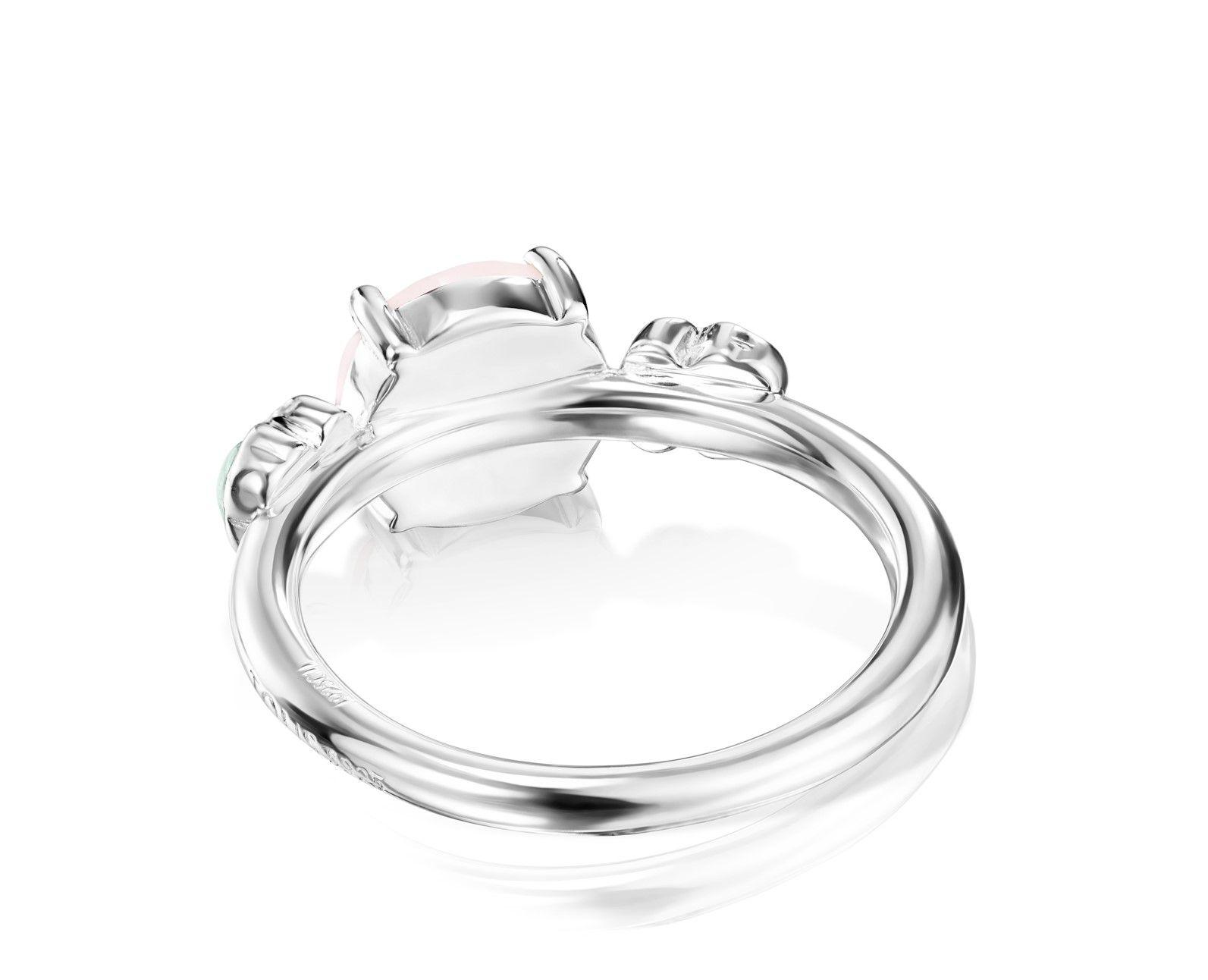 Anillo Tous Mini Color de Plata con Cuarzo rosa y Amazonita-1