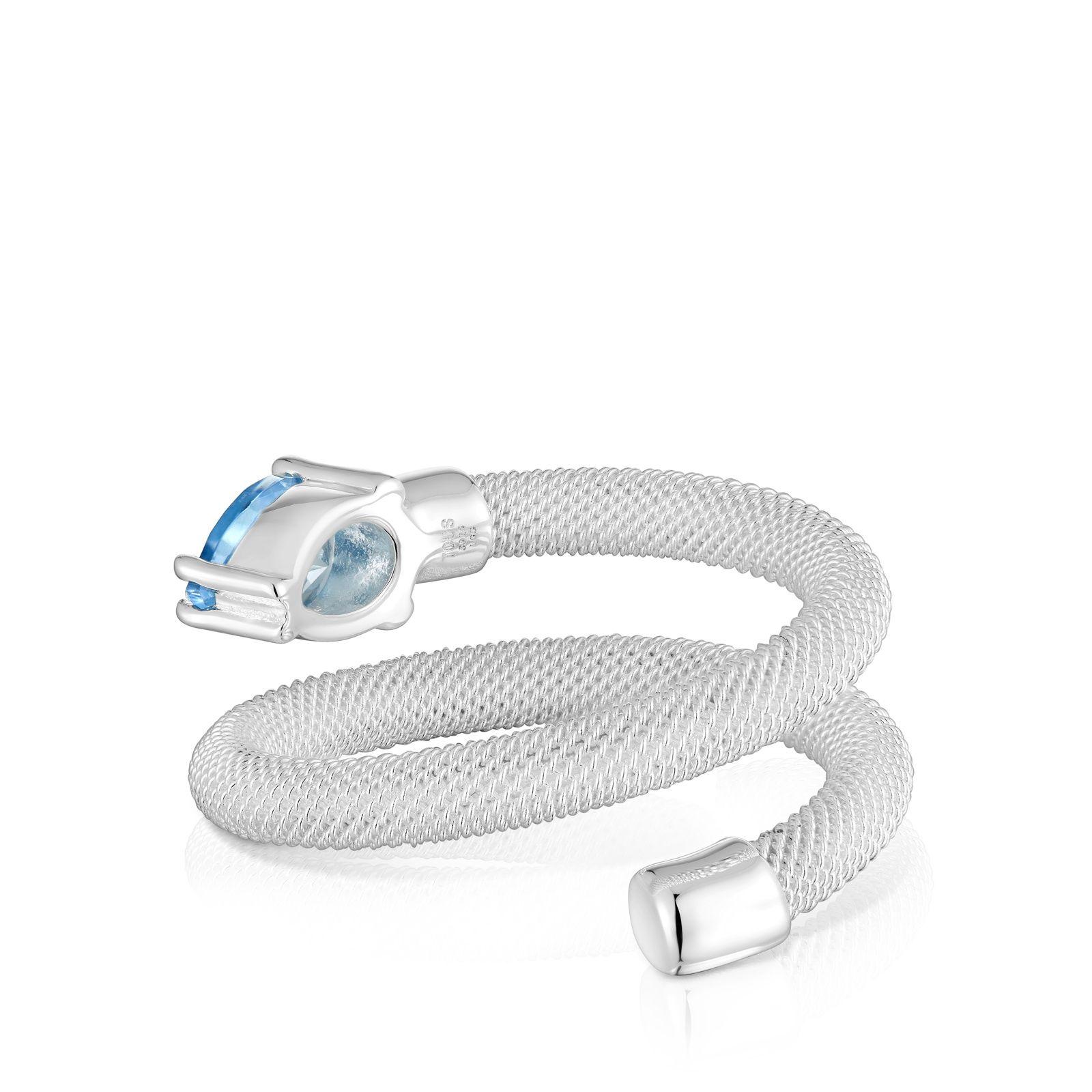 Anillo espiral de plata y espinela creada en laboratorio TOUS Mesh LGG-2