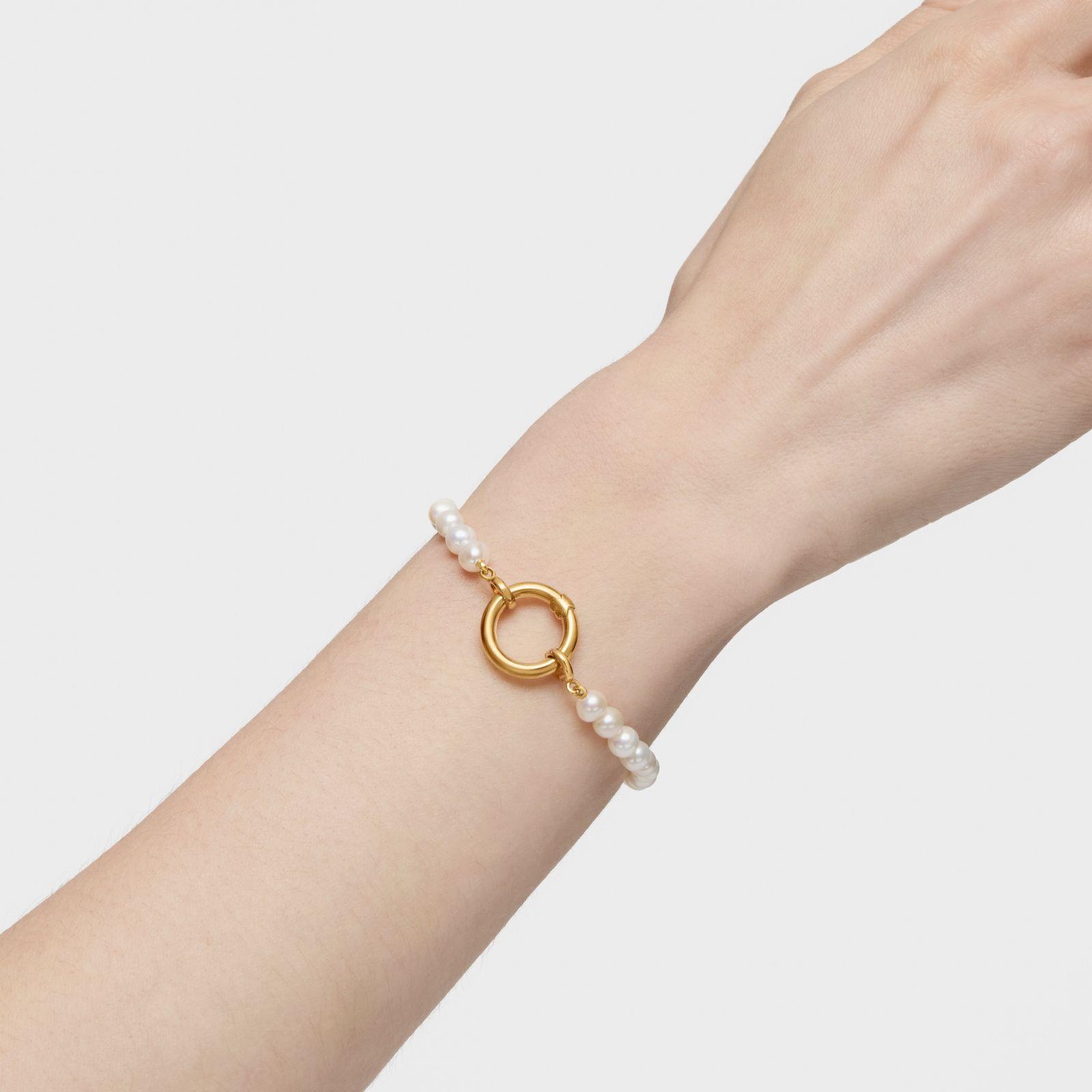 Pulsera con perlas cultivadas y baño de oro de 18 kt sobre plata Hold-5