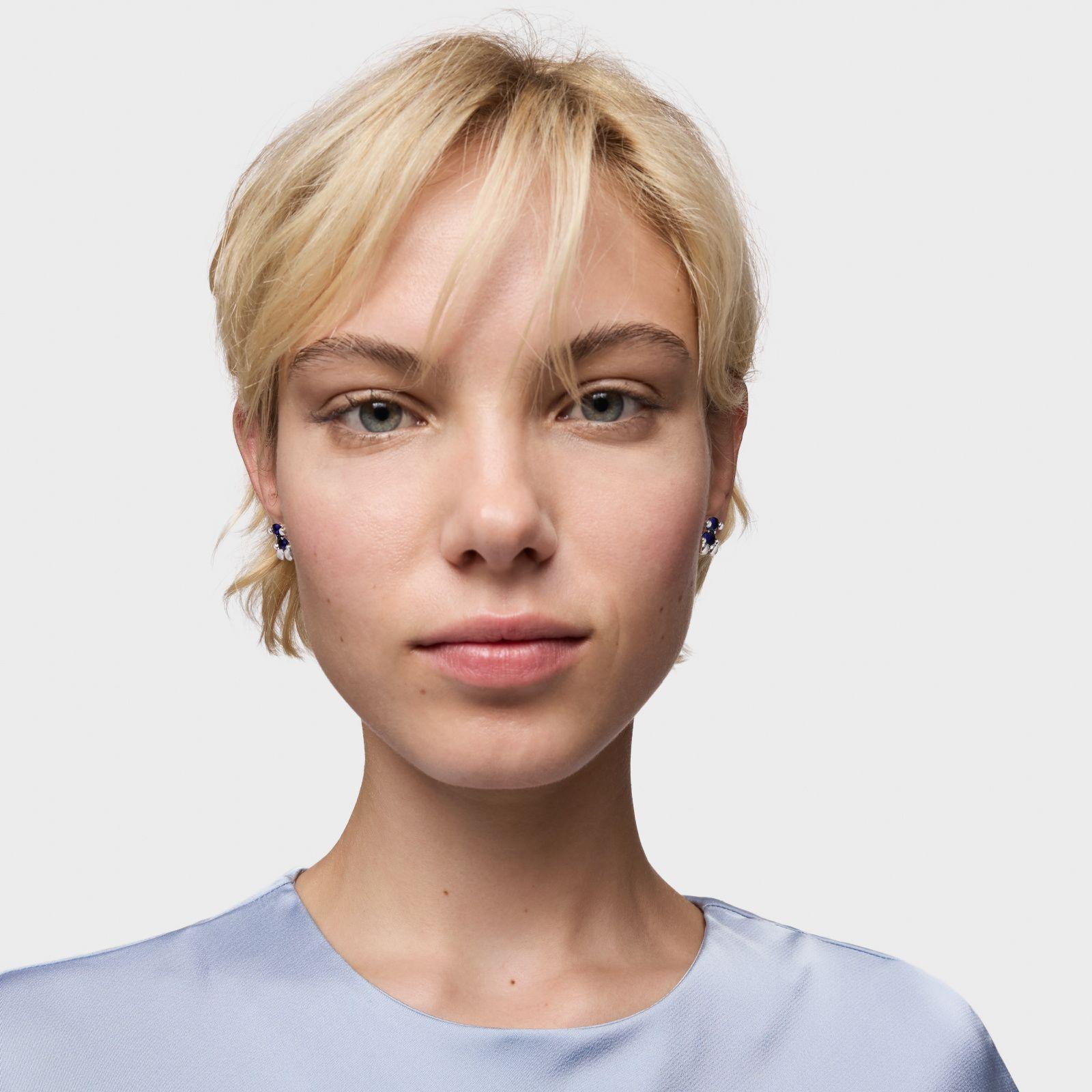 Aros oso plata y zafiro creado lab 13mm Color Bear LGG-3