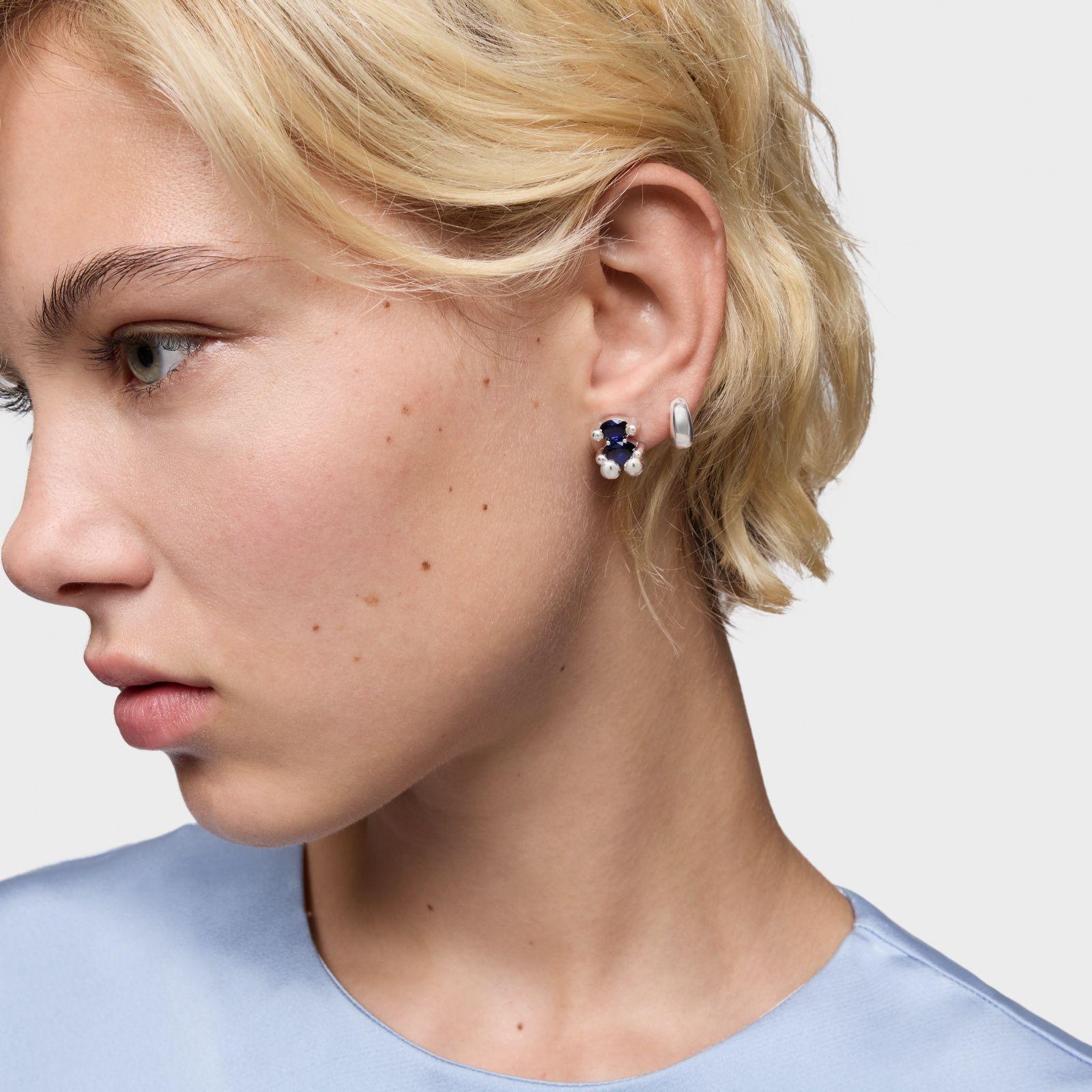 Aros oso plata y zafiro creado lab 13mm Color Bear LGG-4