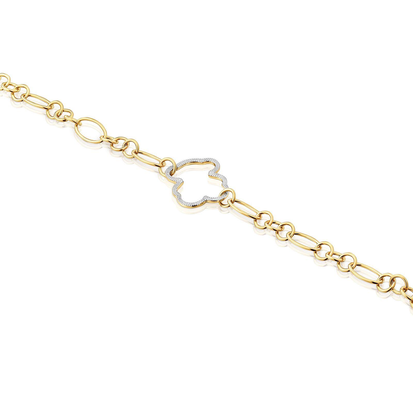 Pulsera oso cadena bicolor New Silueta-2