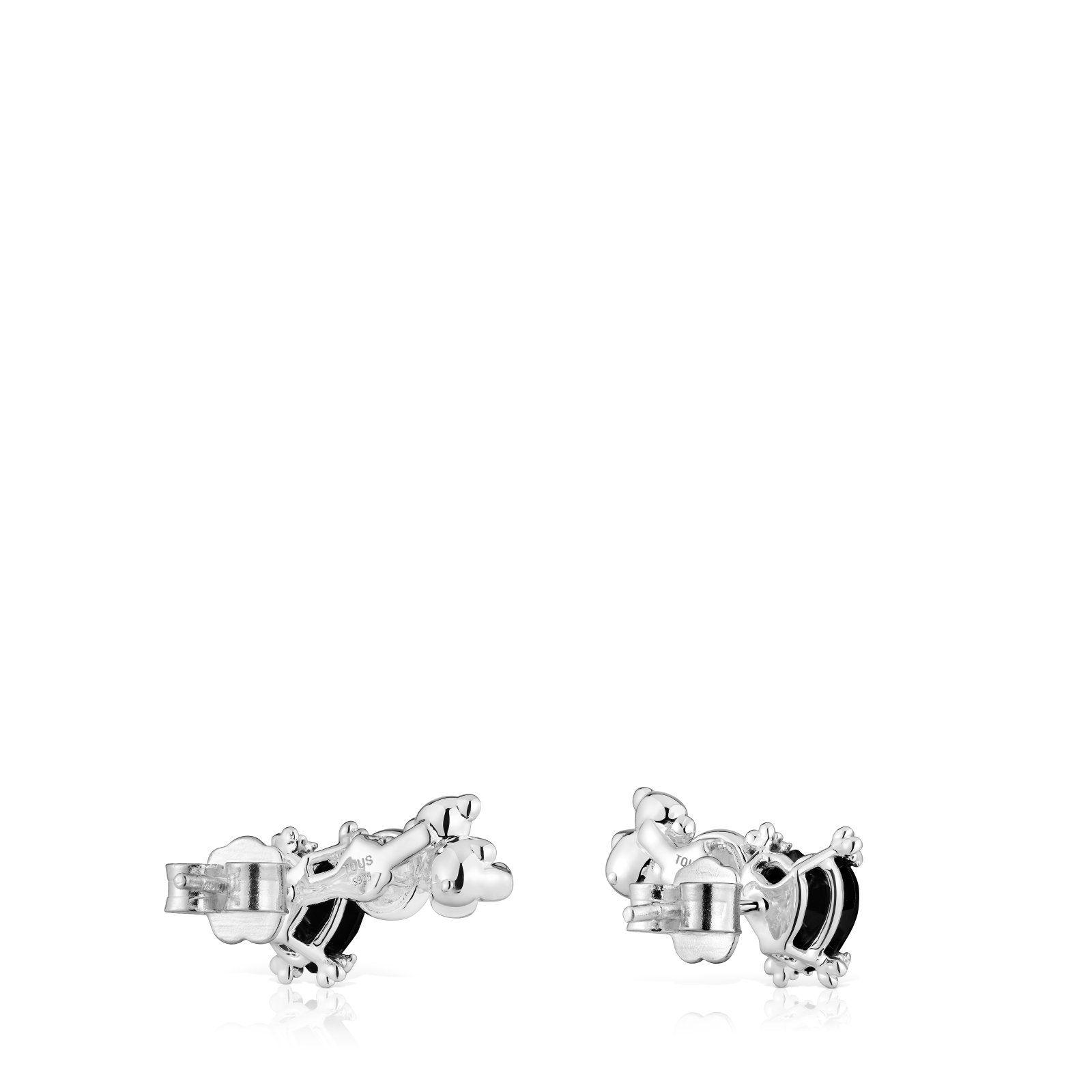 Aros con oso de plata, ónix y nácar Color Pills Tous-2