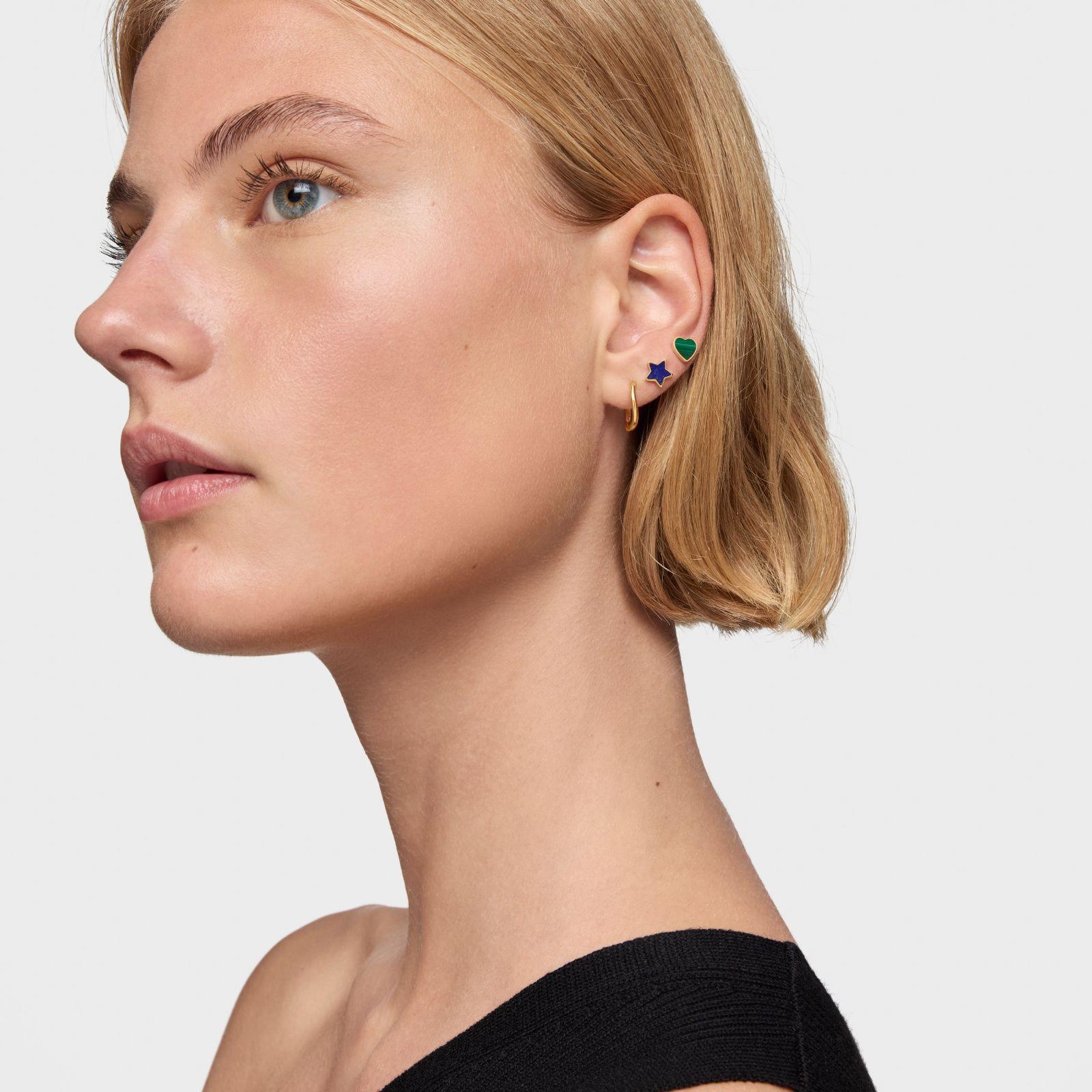 Aros corazón de oro 14 kt y malaquita XXS-4