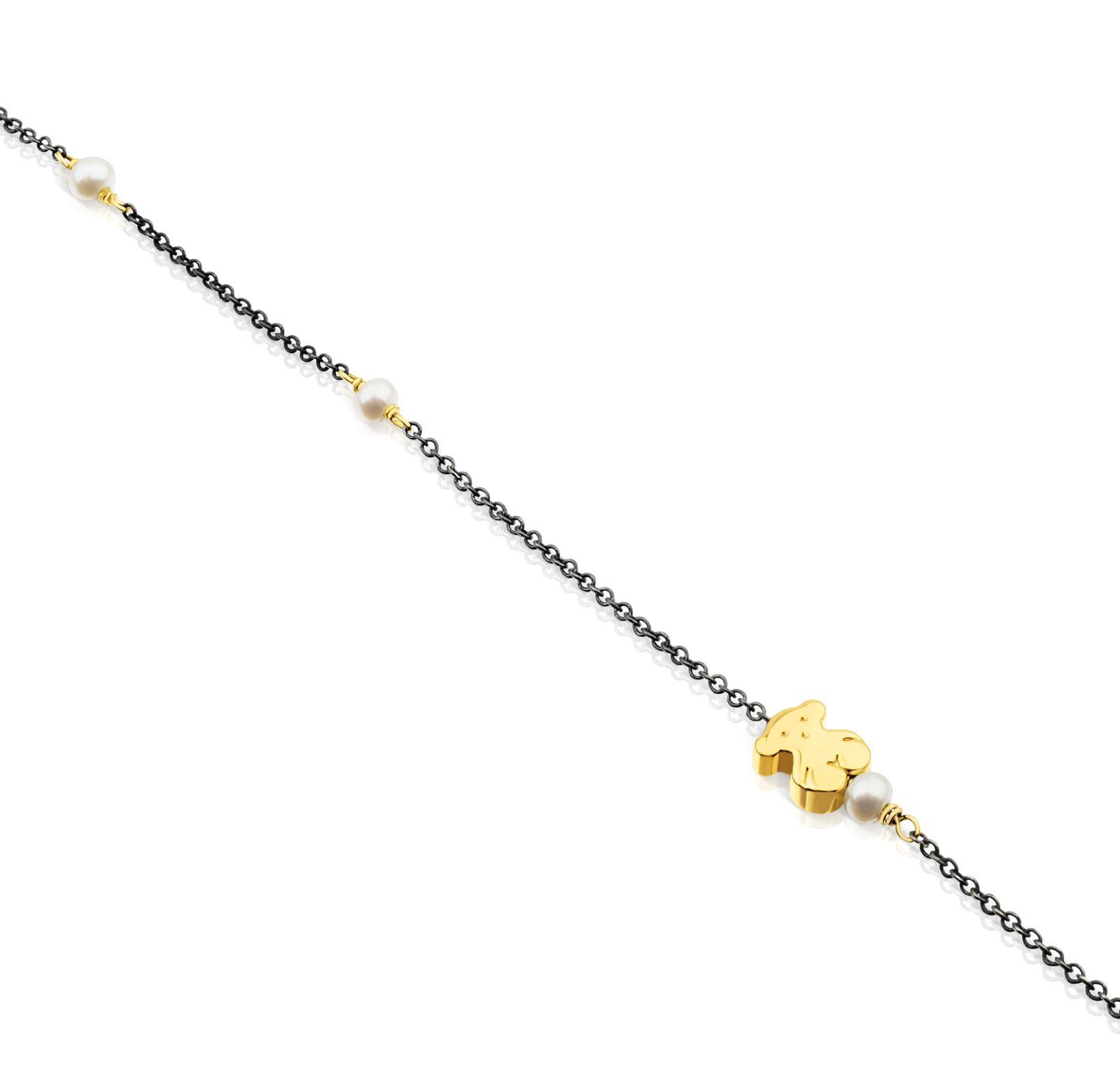 Pulsera Tous Gem Power de Plata Pavonada con Oro y Perlas-1