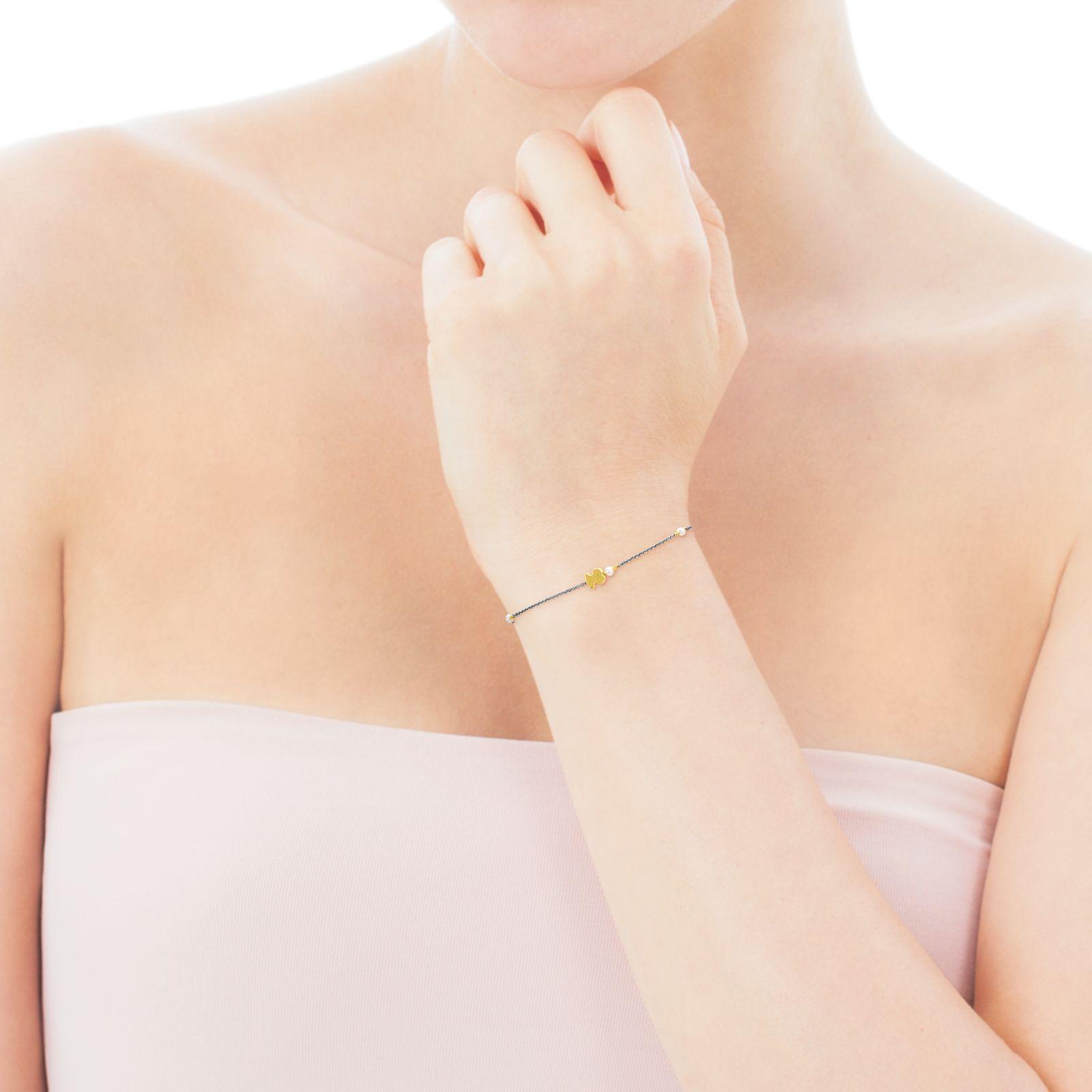 Pulsera Tous Gem Power de Plata Pavonada con Oro y Perlas-3