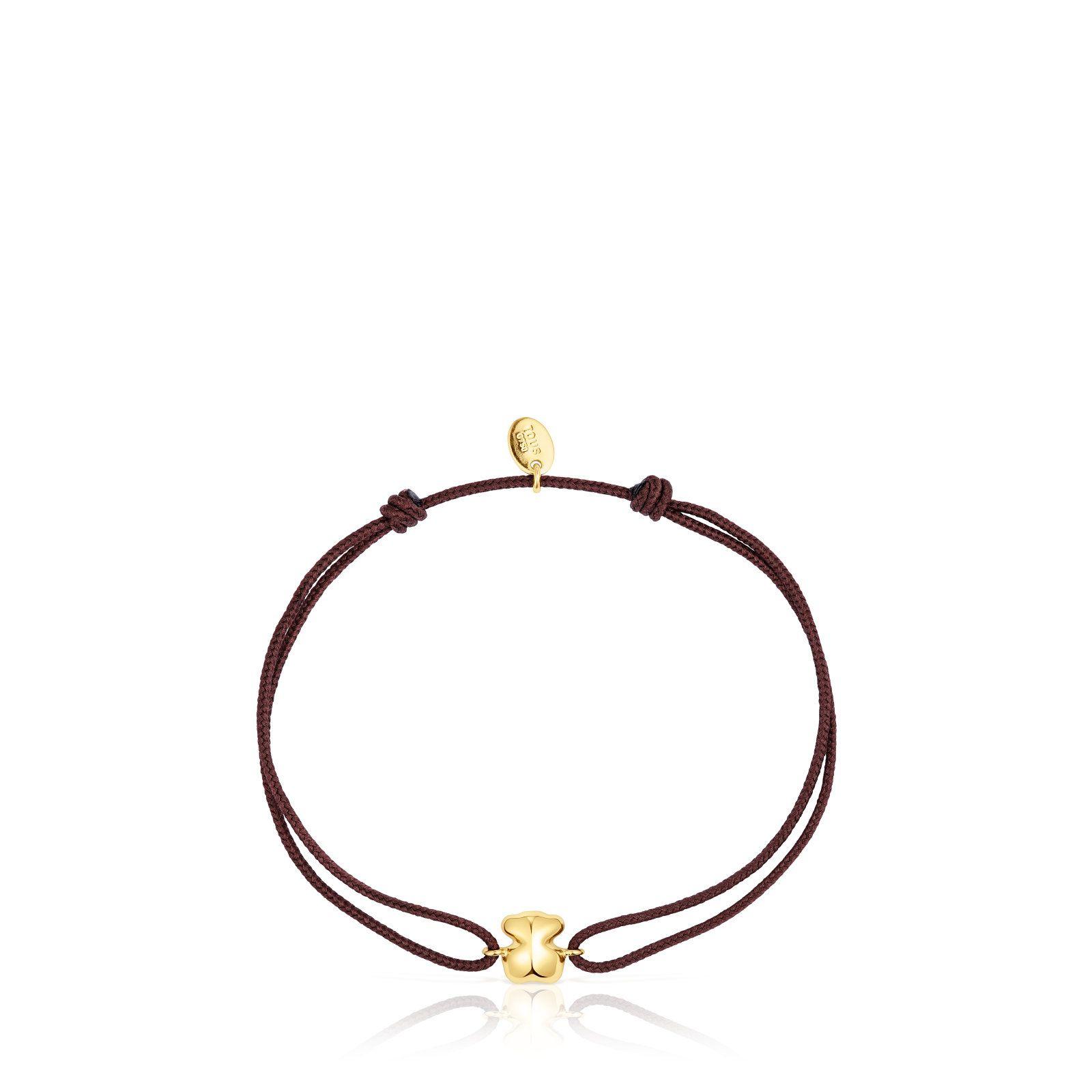 Pulsera oso de oro y cordón marrón TOUS Balloon-1