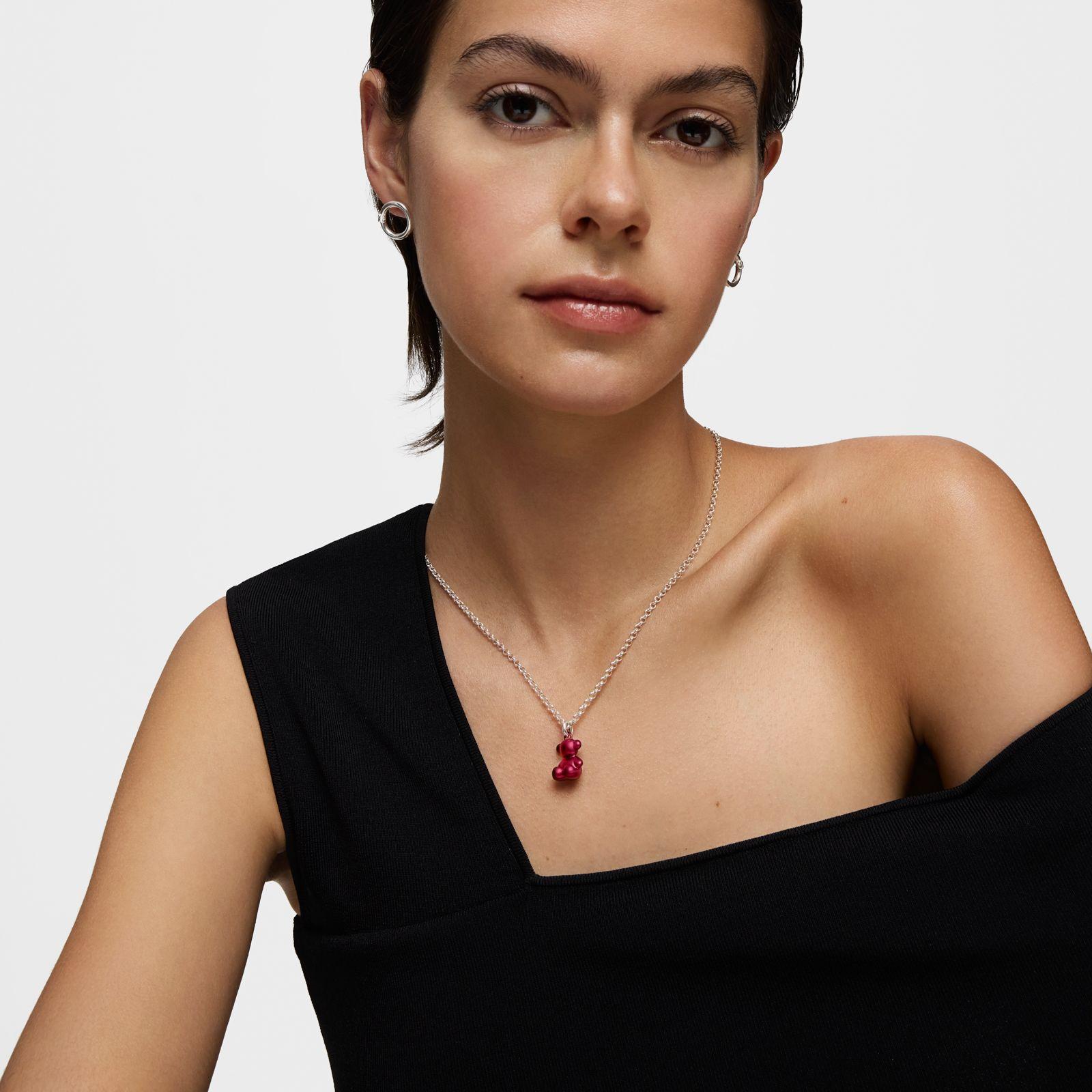 Colgante oso mediano de acero en color rojo Bold Bear-3