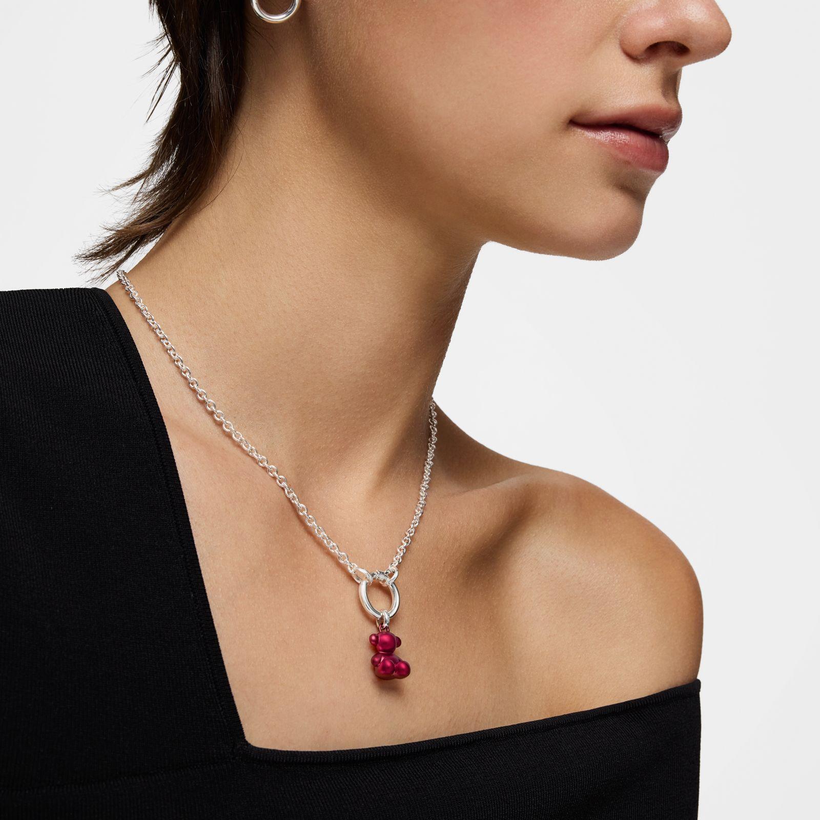 Colgante oso mediano de acero en color rojo Bold Bear-5