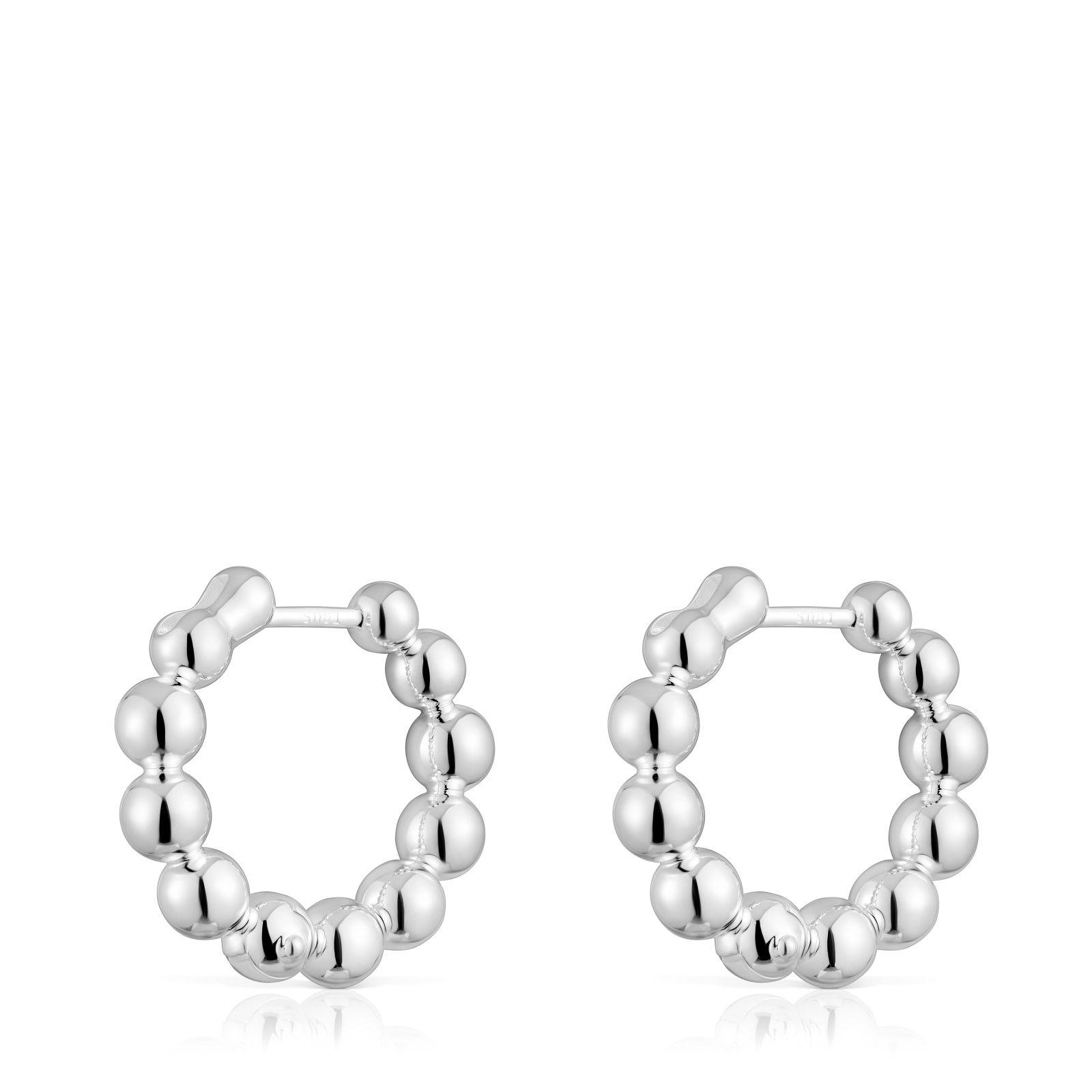 Pendientes de aro pequeños con detalles de plata 15 mm Gloss-2
