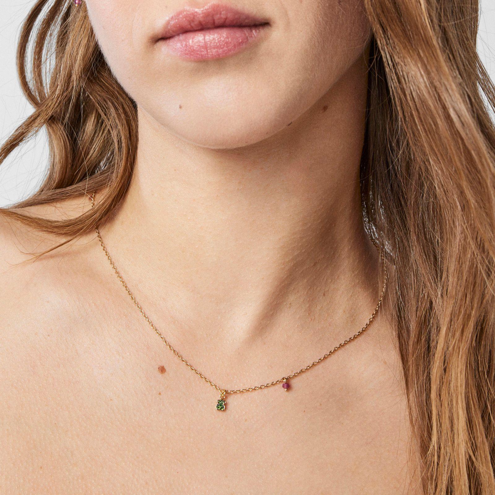 Collar de Vermeil con oso de cromodiópsidos TOUS New Motif-3