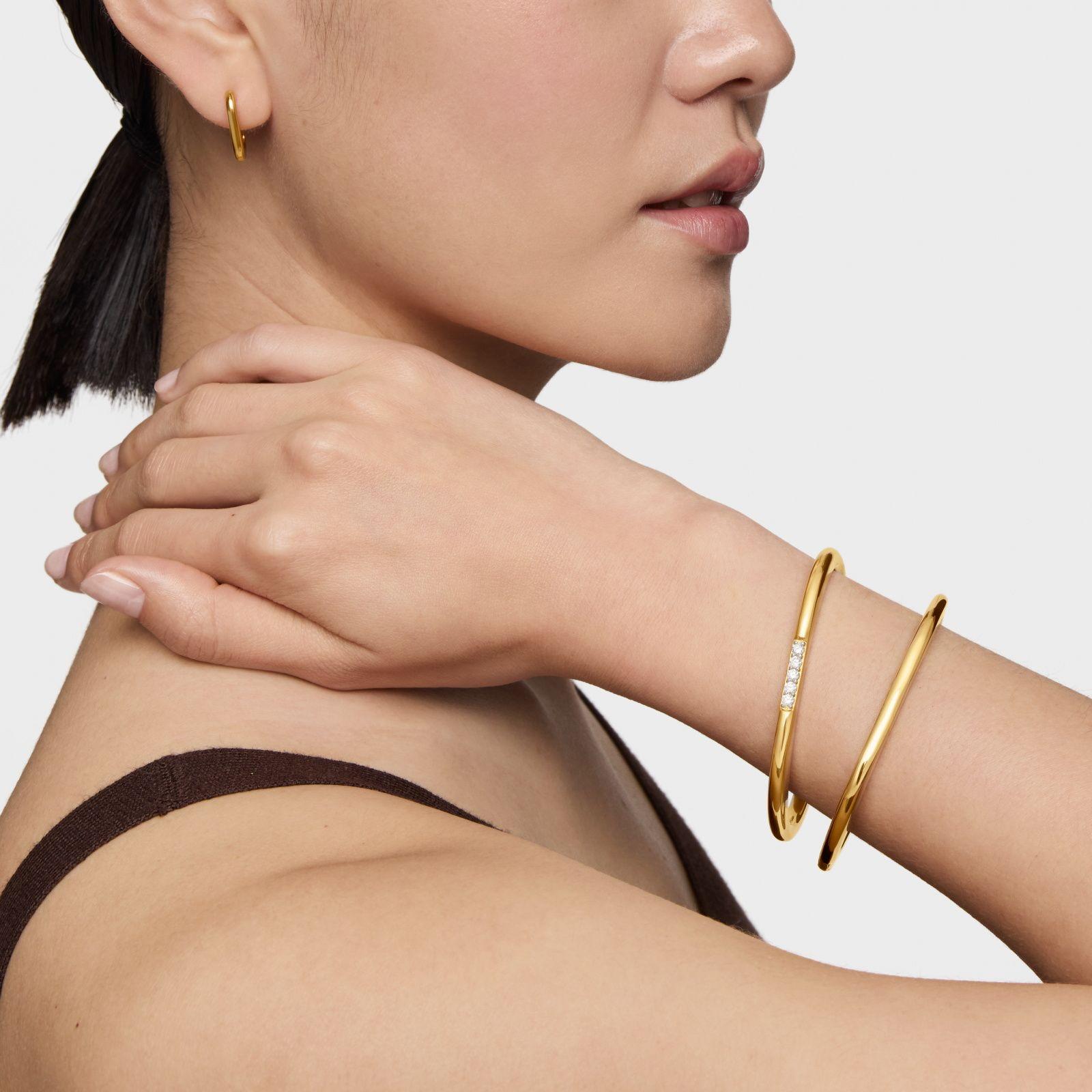Pulsera esclava oro 18 kt, plata y diamantes lab LGD-4