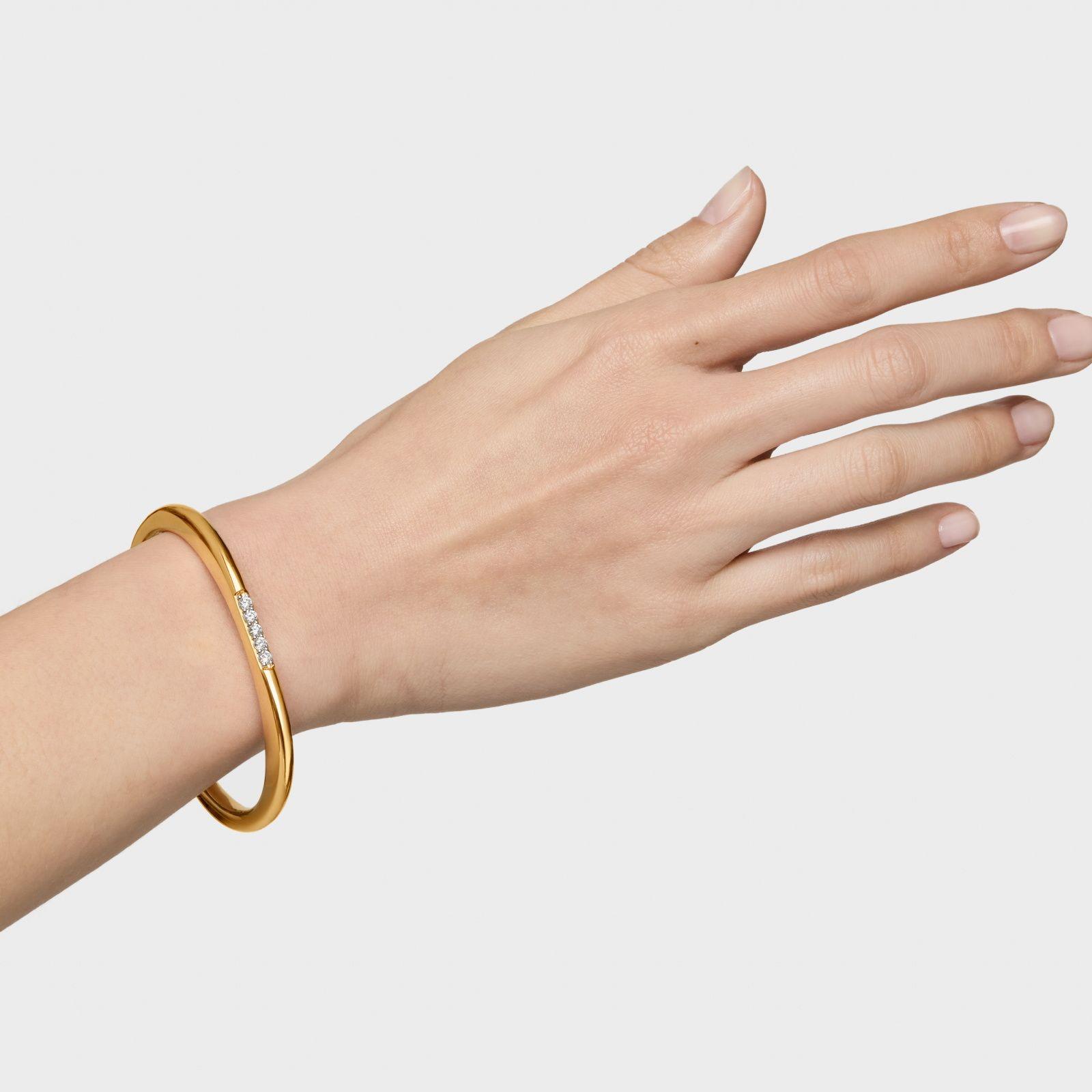 Pulsera esclava oro 18 kt, plata y diamantes lab LGD-5