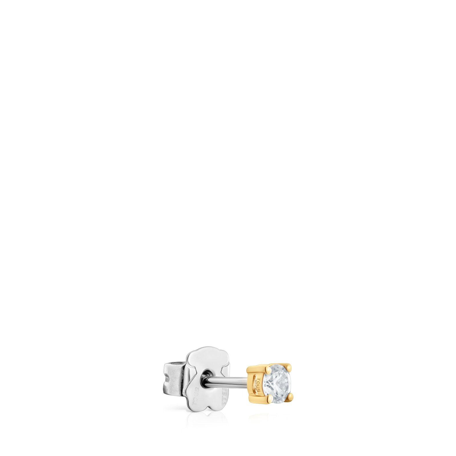 Pendiente individual de oro 14 kt y diam de lab 0,10 ct-2