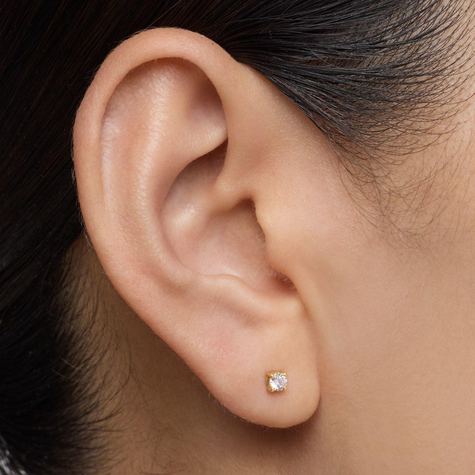 Pendiente individual de oro 14 kt y diam de lab 0,10 ct-3