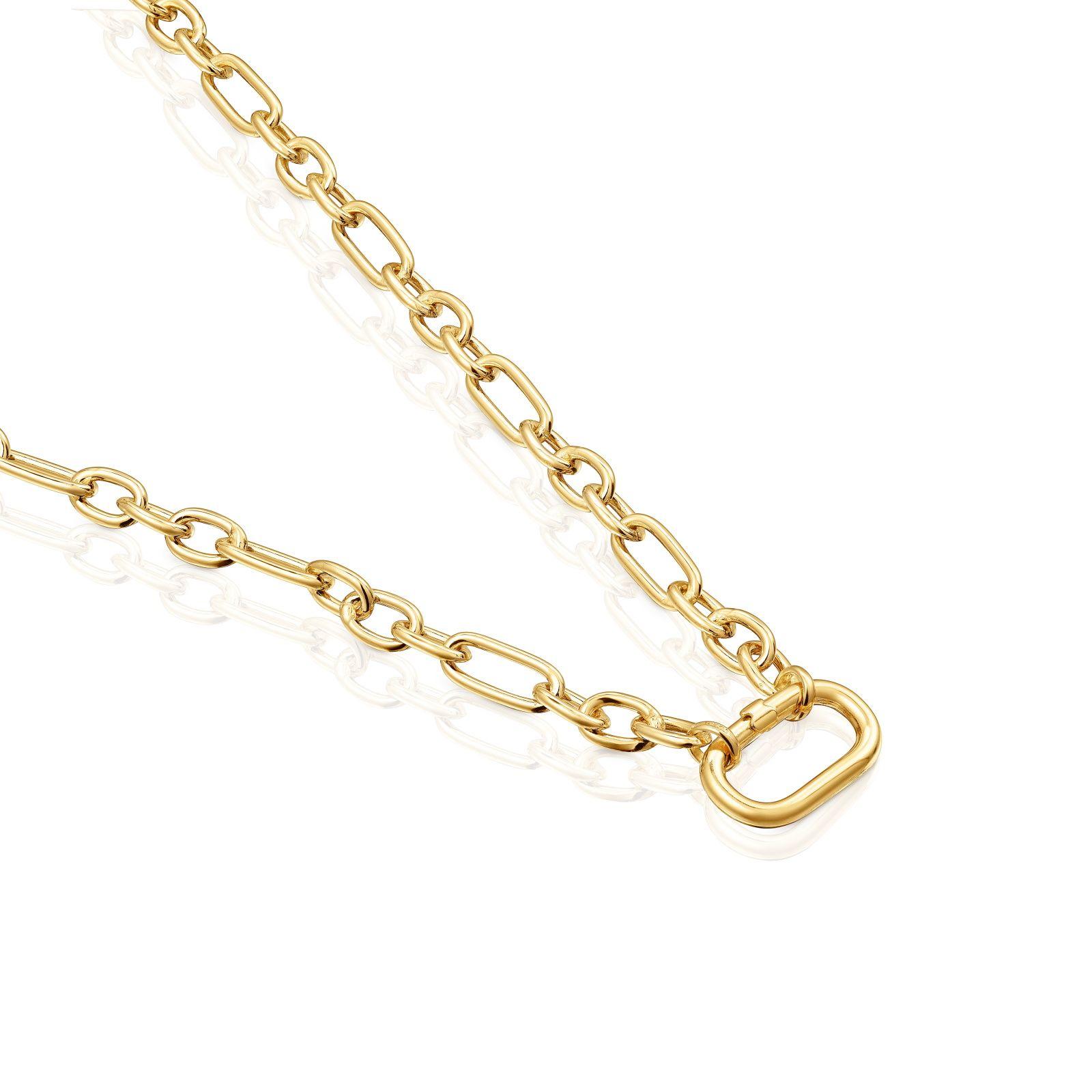 Collar corto oro 18 kt sobre plata con anilla Hold Oval-2