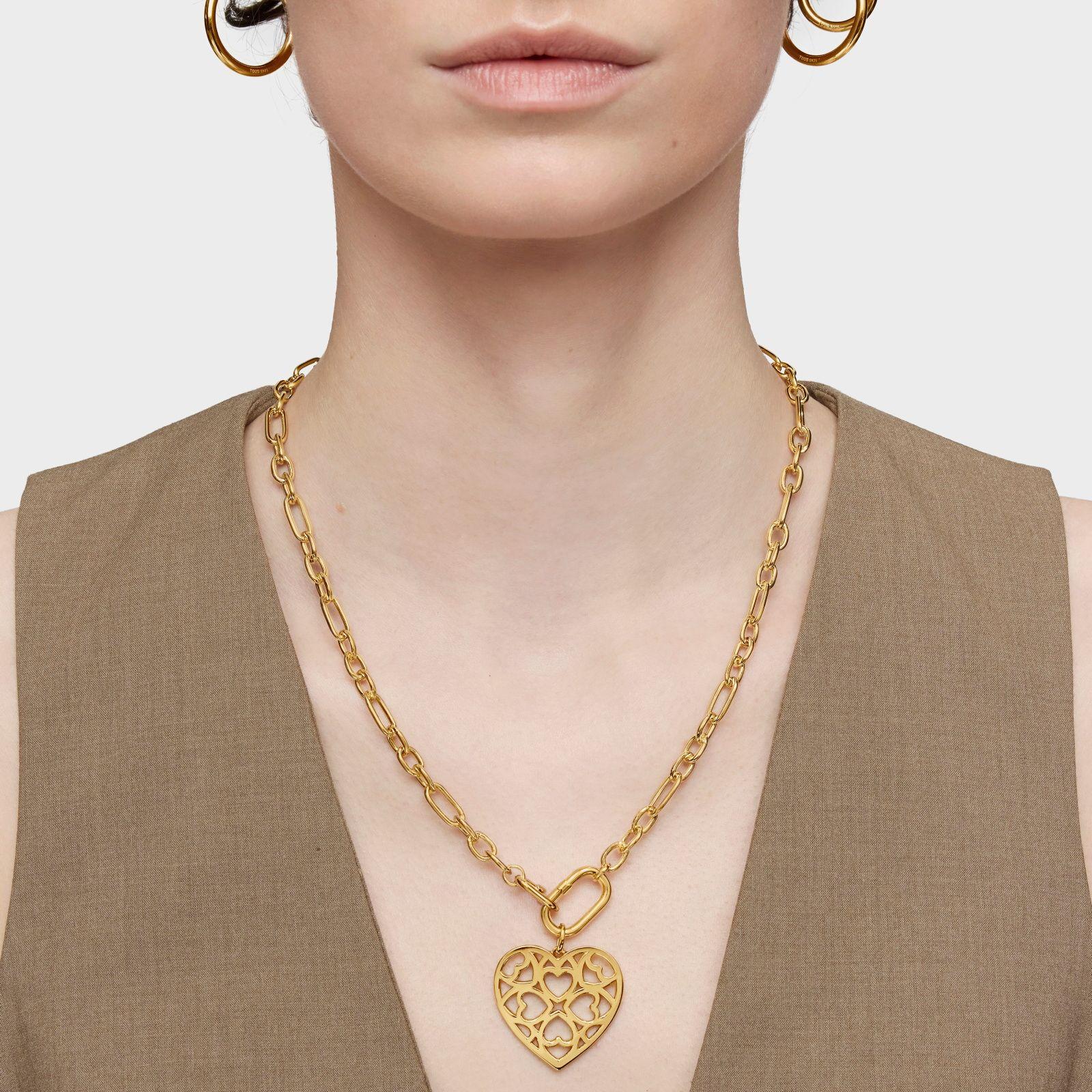 Collar corto oro 18 kt sobre plata con anilla Hold Oval-4