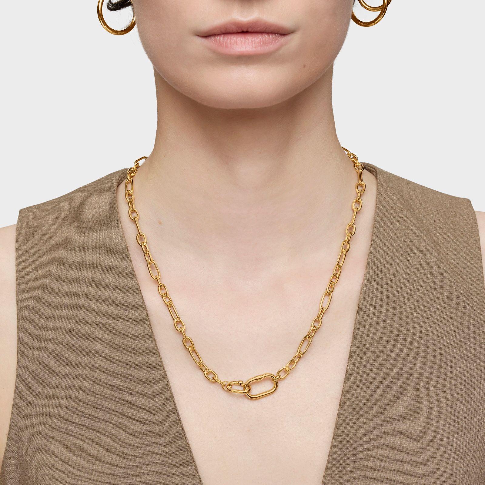 Collar corto oro 18 kt sobre plata con anilla Hold Oval-5