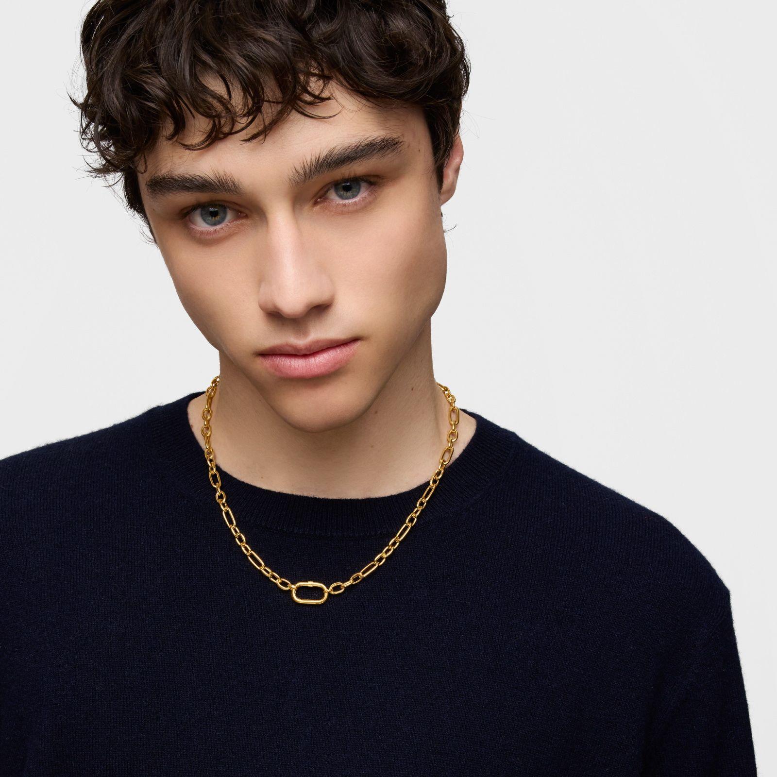 Collar corto oro 18 kt sobre plata con anilla Hold Oval-6