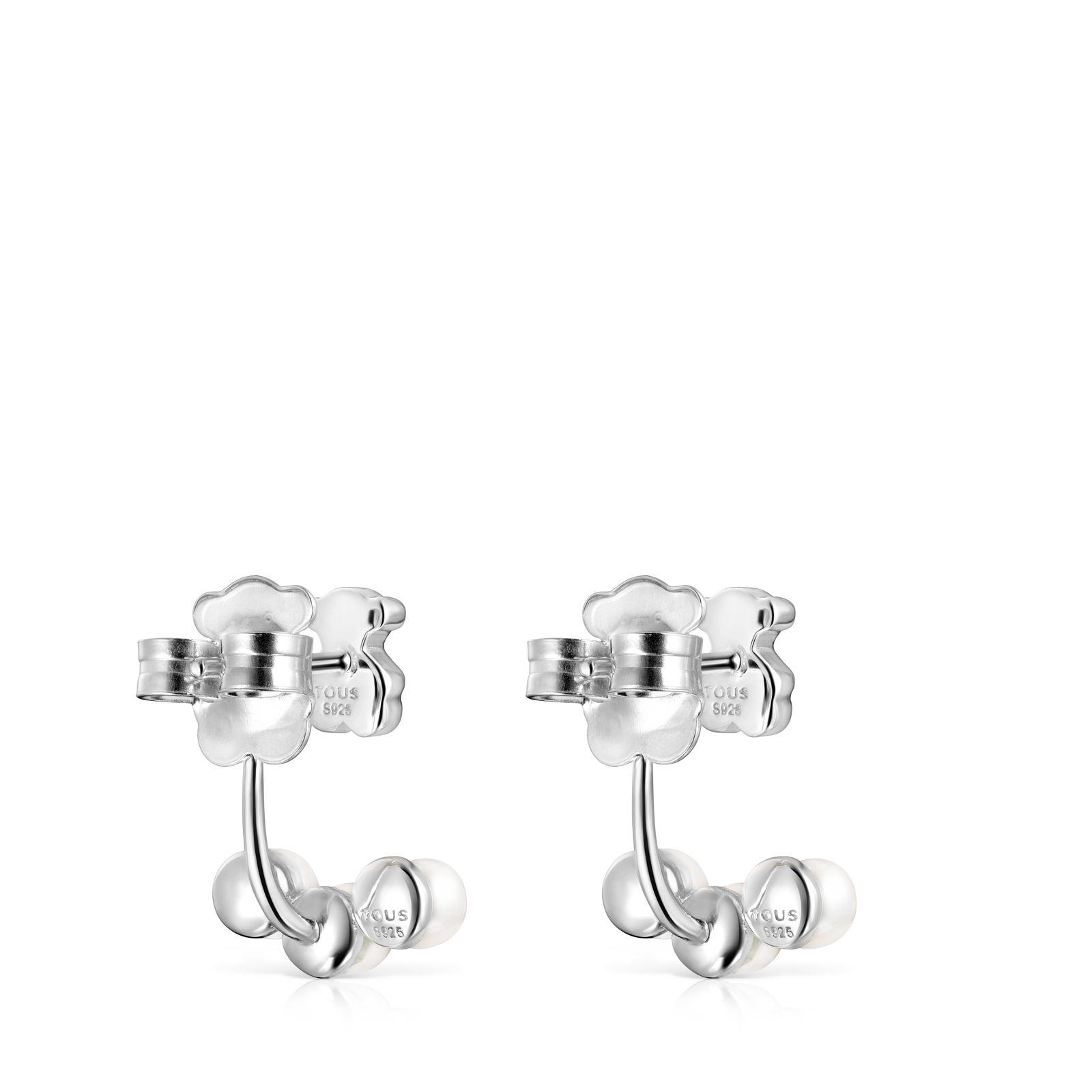 Pendientes Tous cortos Nocturne de Plata con Perlas-2