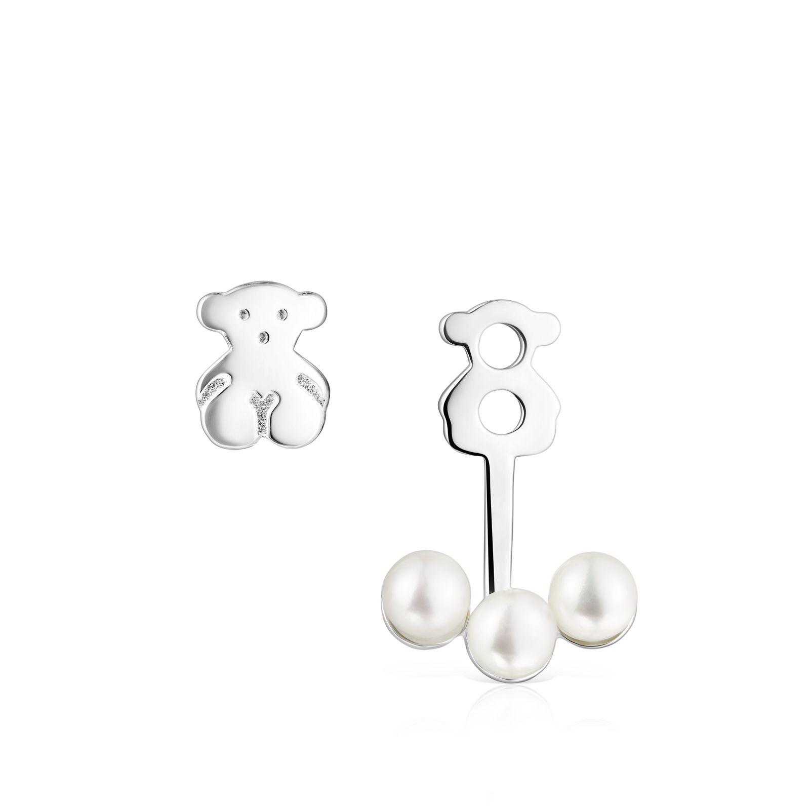 Pendientes Tous cortos Nocturne de Plata con Perlas-3