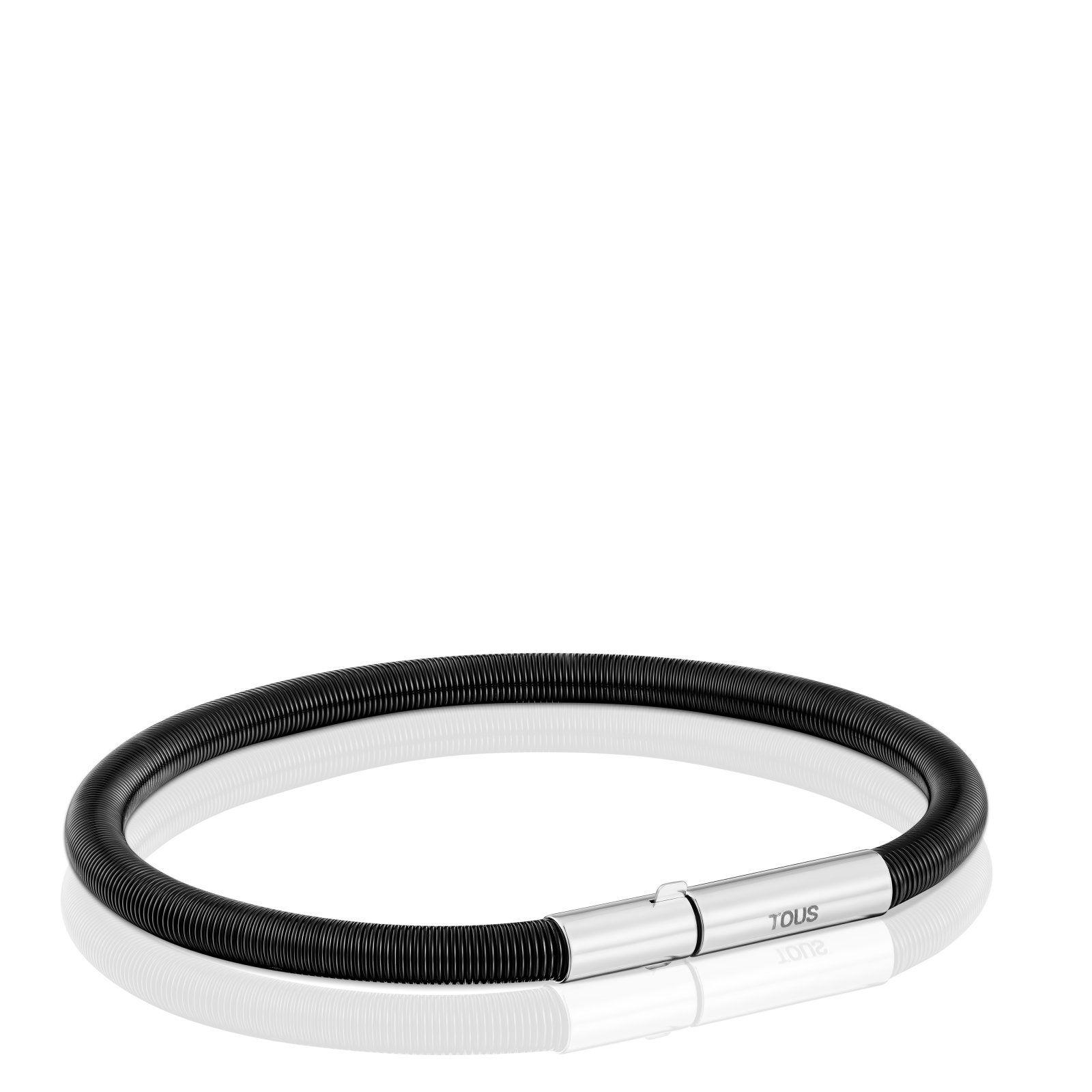 Pulsera de acero IP negro 17,5 cm Mesh Tube-2