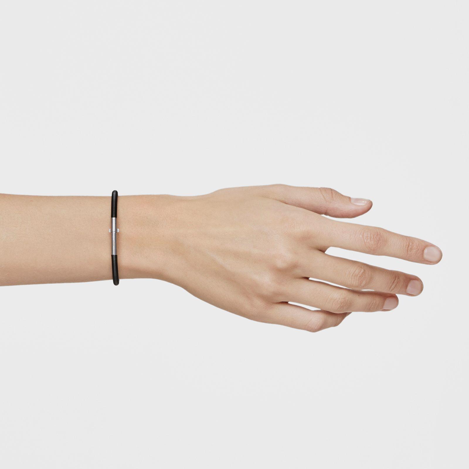 Pulsera de acero IP negro 17,5 cm Mesh Tube-5