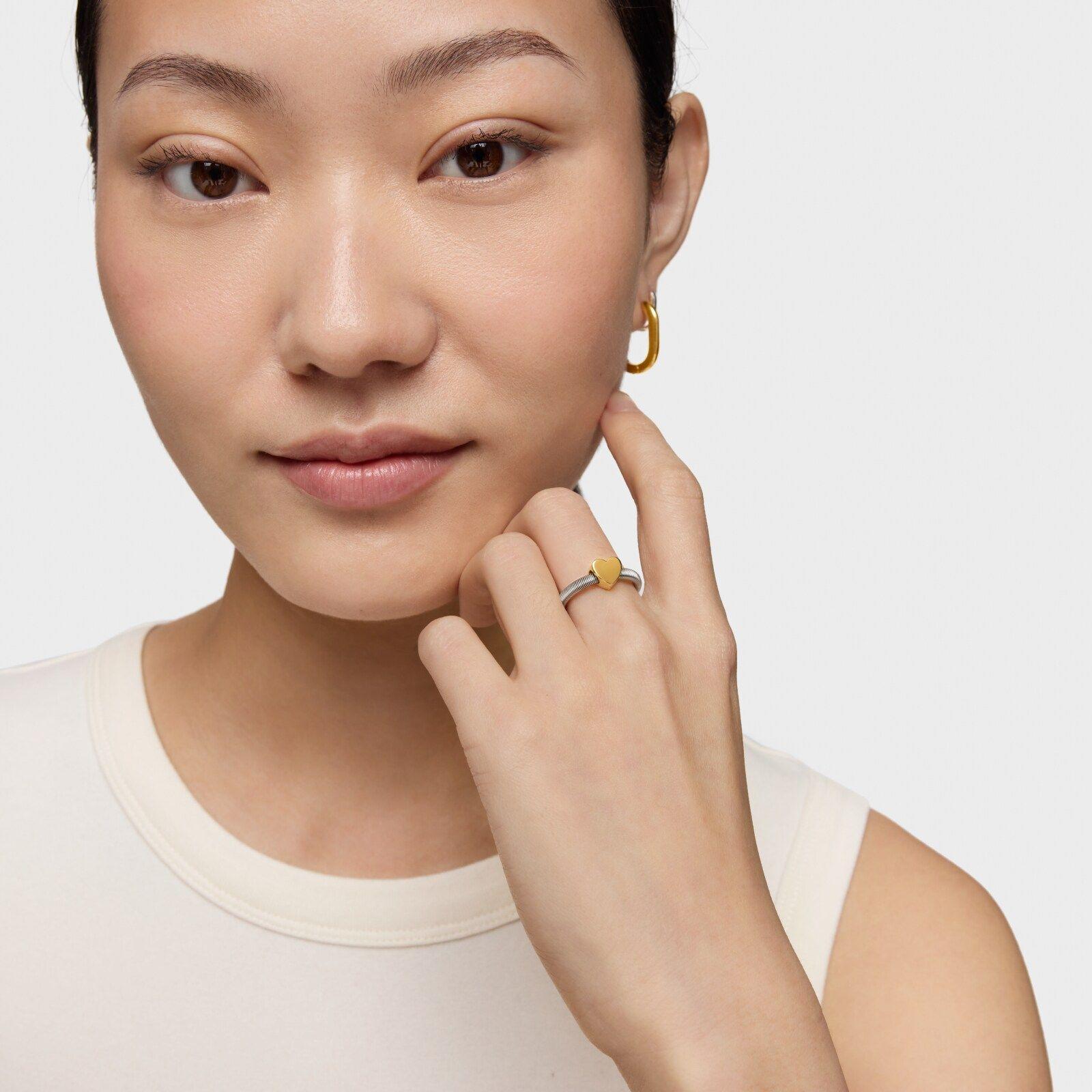 Anillo oso con baño de oro 18 kt sobre de plata y acero TOUS Mesh Tube-3