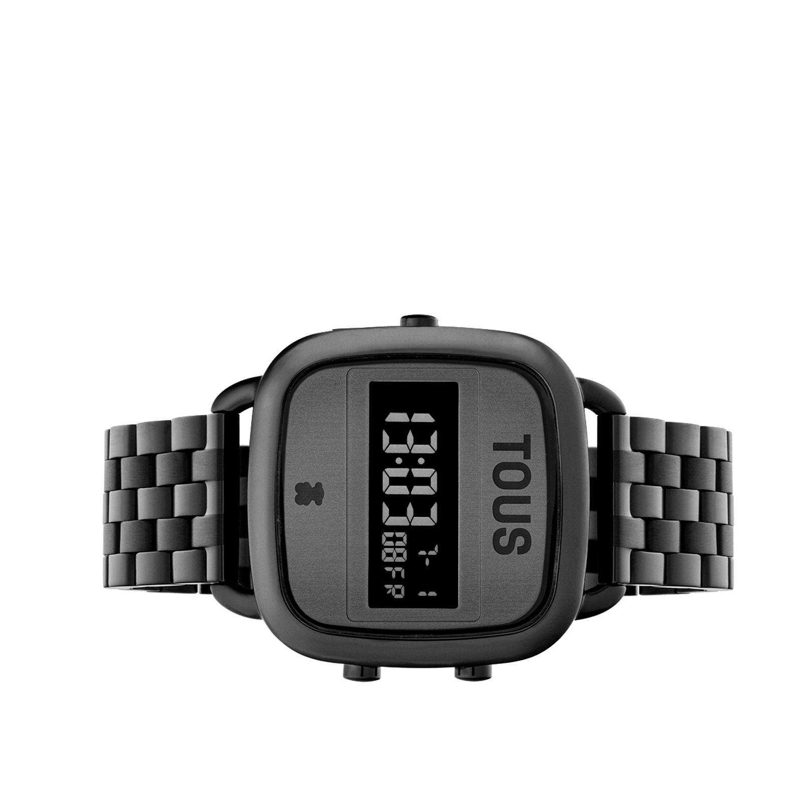 Reloj digital con brazalete de acero IP negro D-Logo Tous-1