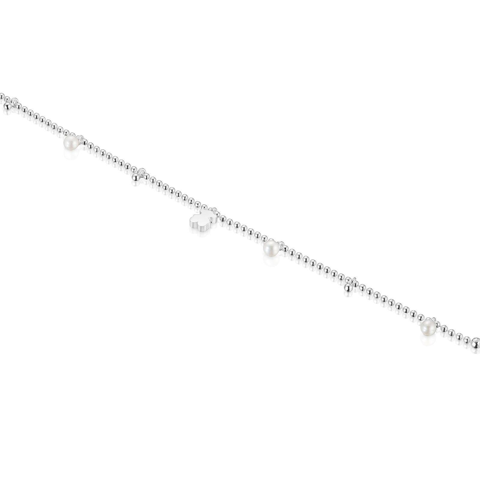 Pulsera plata con perlas y colgante oso Sweet Dolls-2