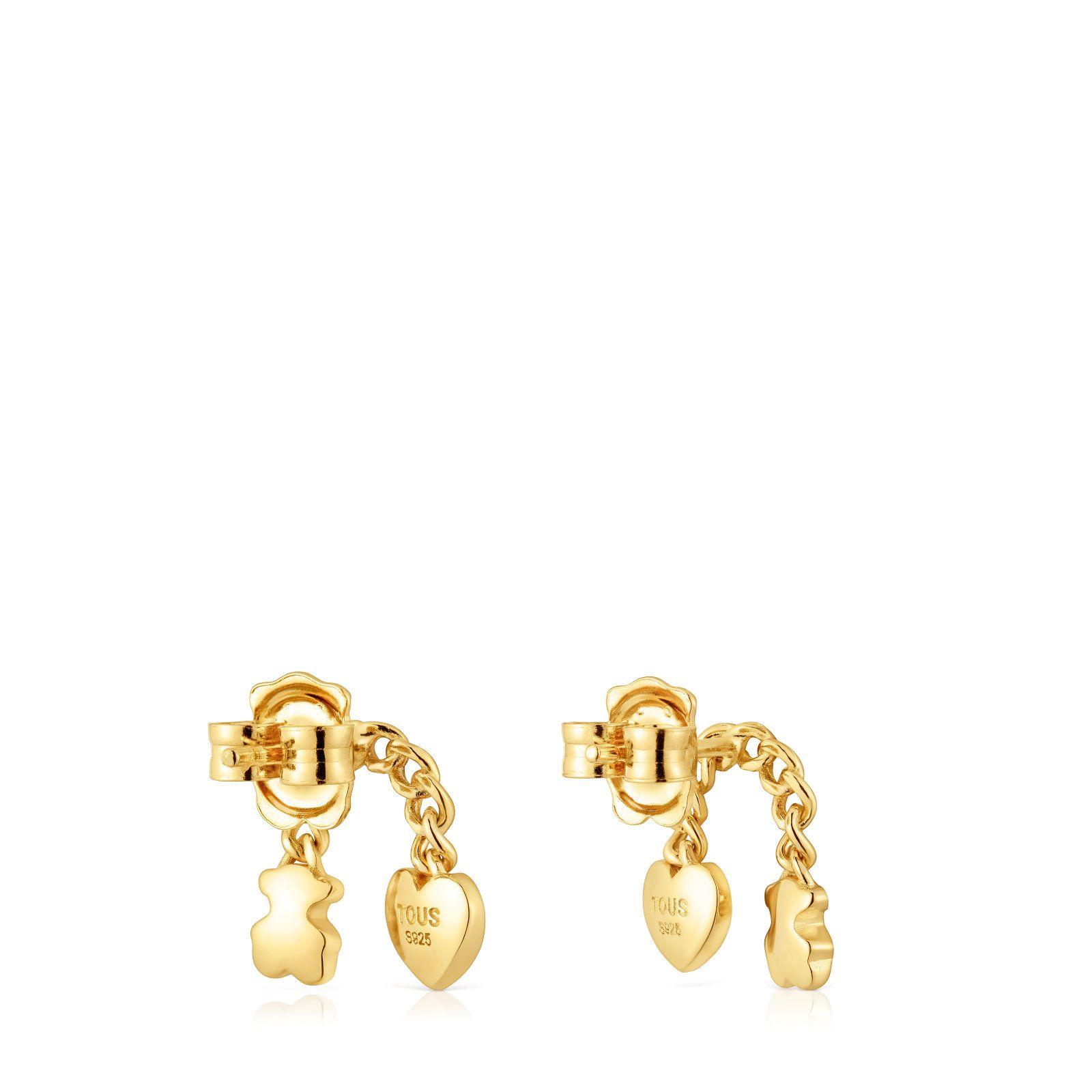 Aros cortos con baño de oro 18 kt sobre plata Bold Motif-2