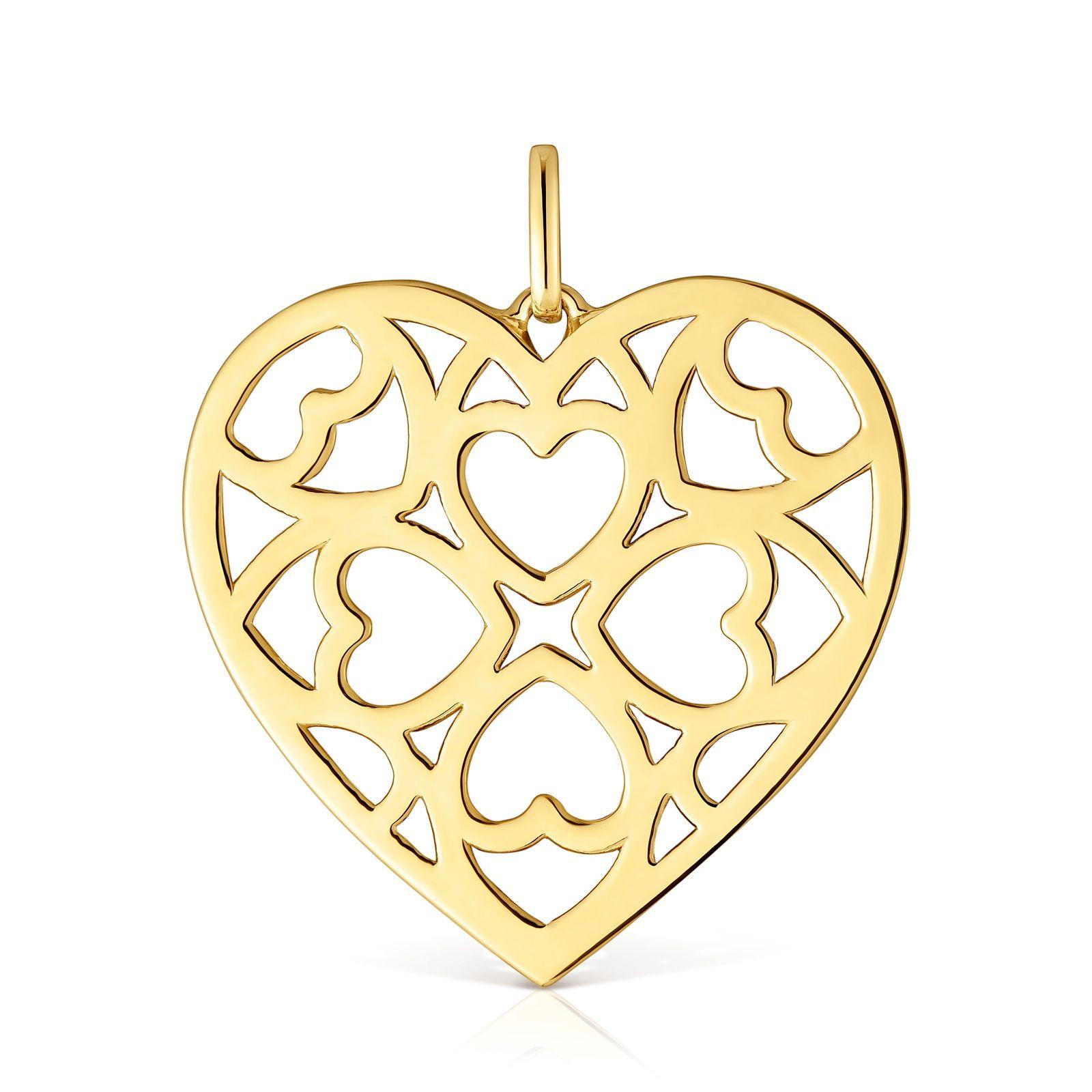 Colgante corazón con baño de oro 18 kt sobre plata-0