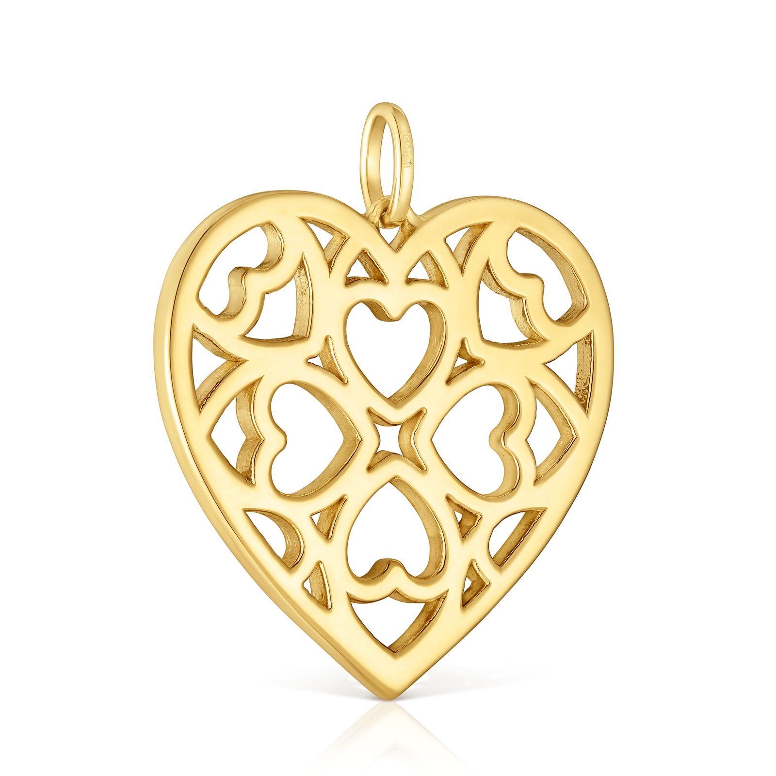 Colgante corazón con baño de oro 18 kt sobre plata-2