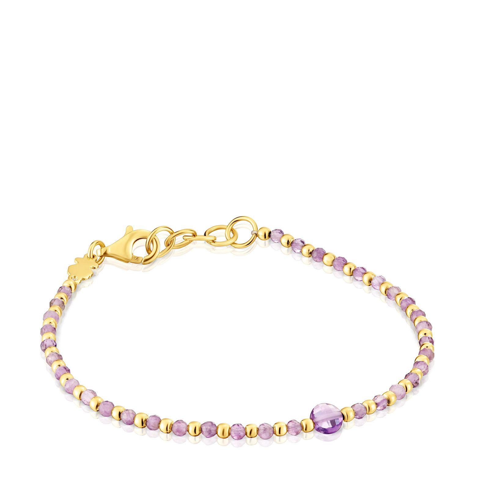 Pulsera bolas baño de oro 18 kt plata y amatista Tous-0