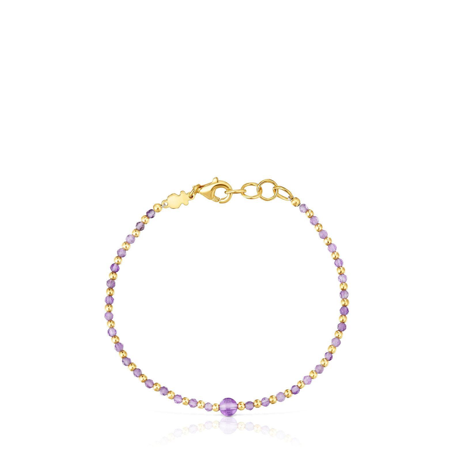 Pulsera bolas baño de oro 18 kt plata y amatista Tous-1