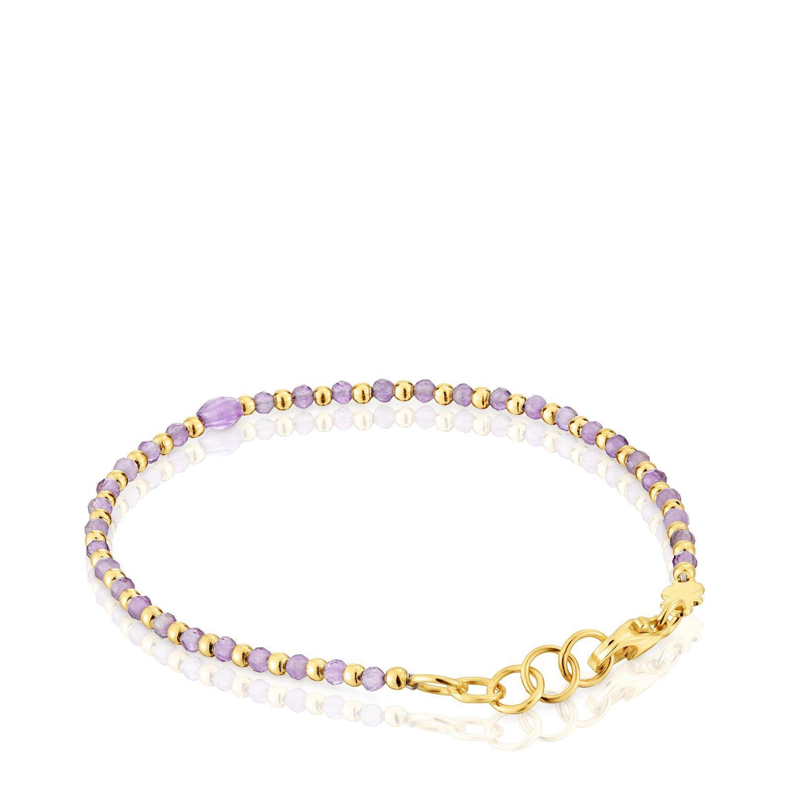Pulsera bolas baño de oro 18 kt plata y amatista Tous-2