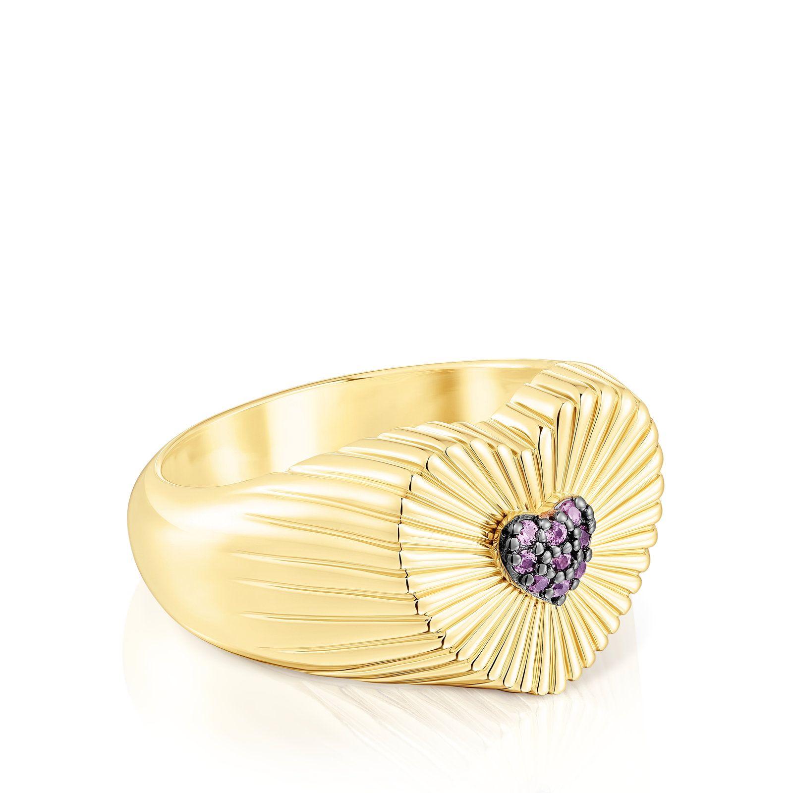 Anillo de vermeil corazón con rodolitas Iris Motif Tous-1