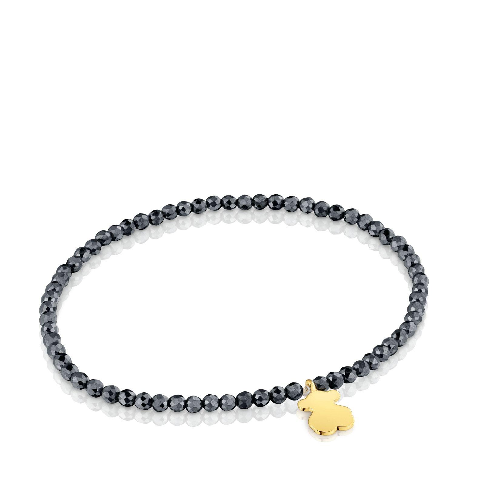 Pulsera elástica hematita y oso con baño de oro TOUS Motivos-0