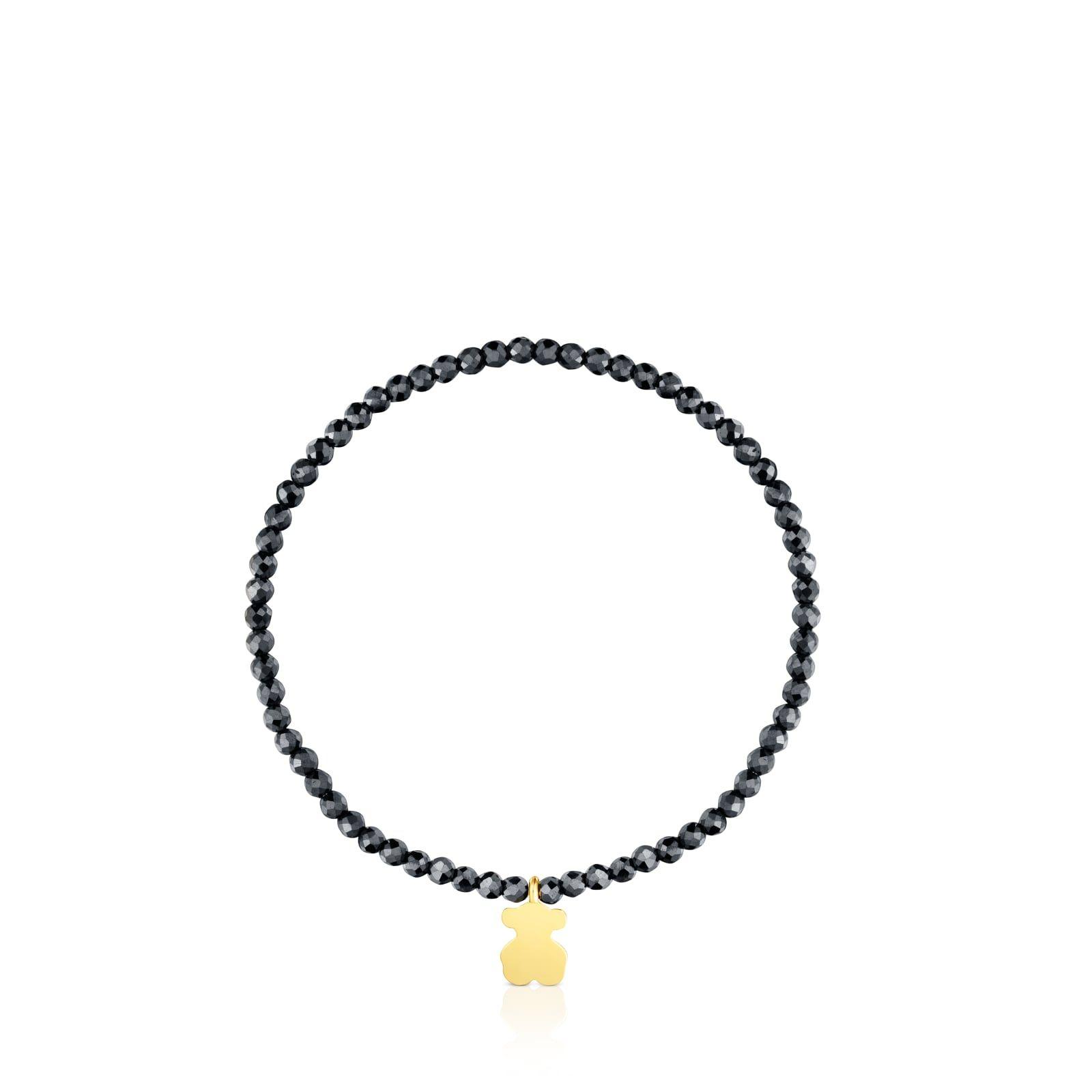 Pulsera elástica hematita y oso con baño de oro TOUS Motivos-1