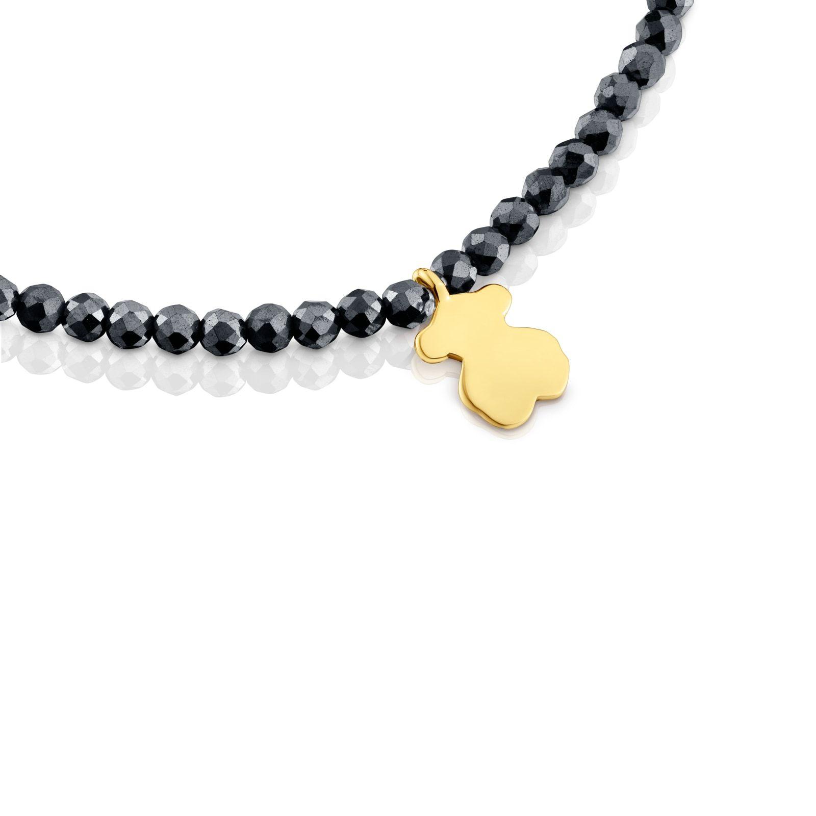 Pulsera elástica hematita y oso con baño de oro TOUS Motivos-2