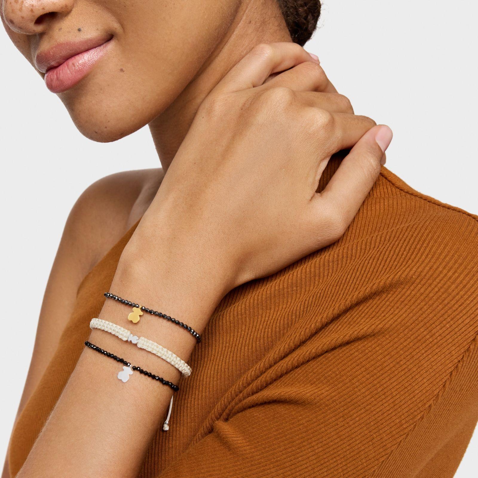 Pulsera elástica hematita y oso con baño de oro TOUS Motivos-4